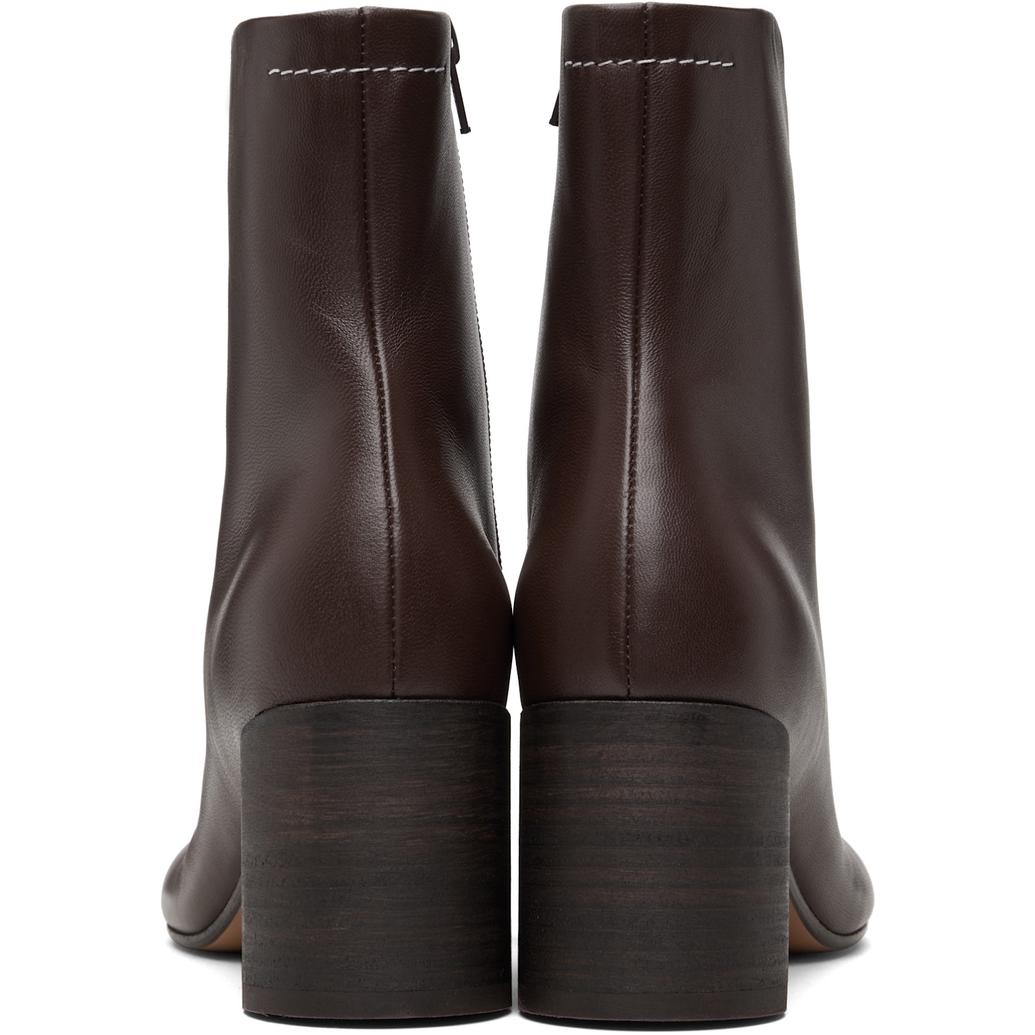  Mm6 Maison Margiela Brown Anatomic Ankle Boots 