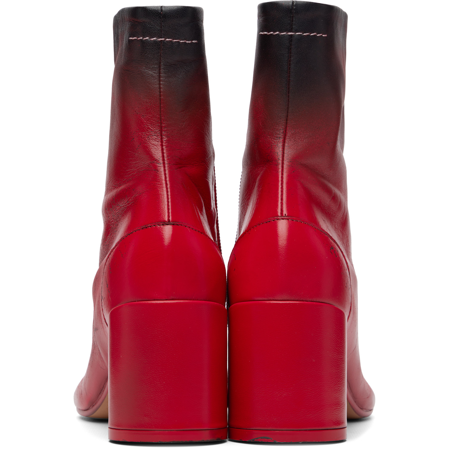  Mm6 Maison Margiela Red Anatomic Block-heel Boots 