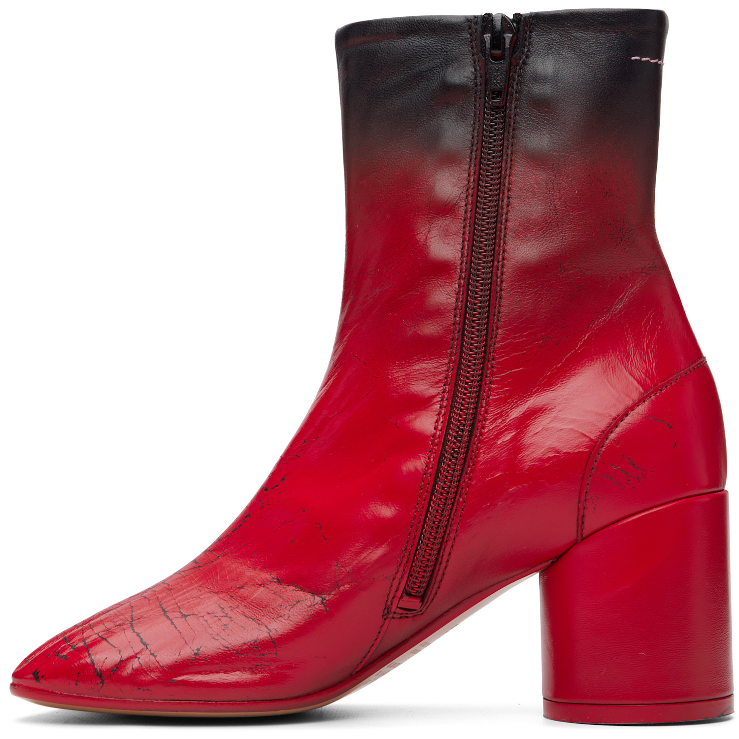  Mm6 Maison Margiela Red Anatomic Block-heel Boots 