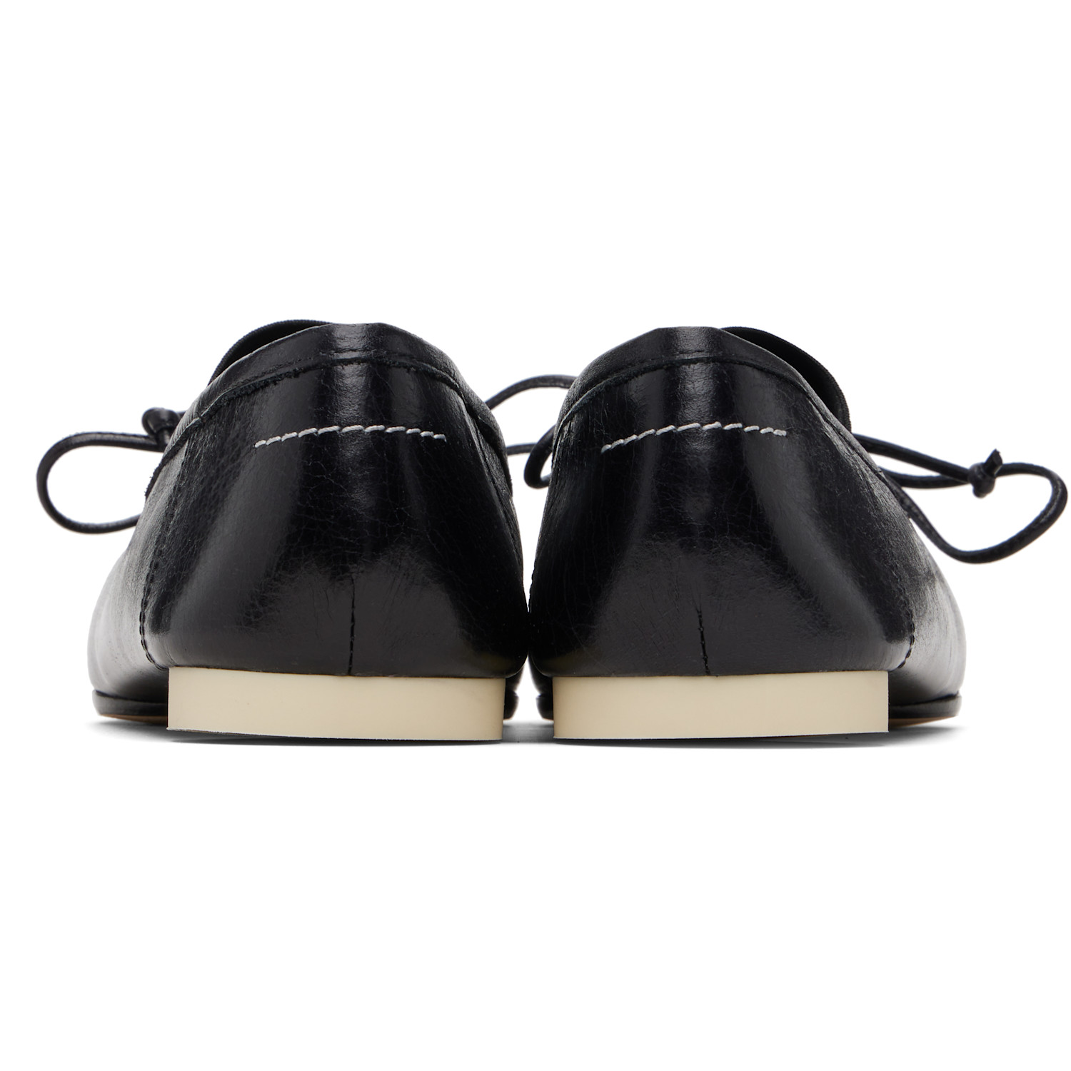  Mm6 Maison Margiela Black Numeric Square-toe Ballerina Flats 