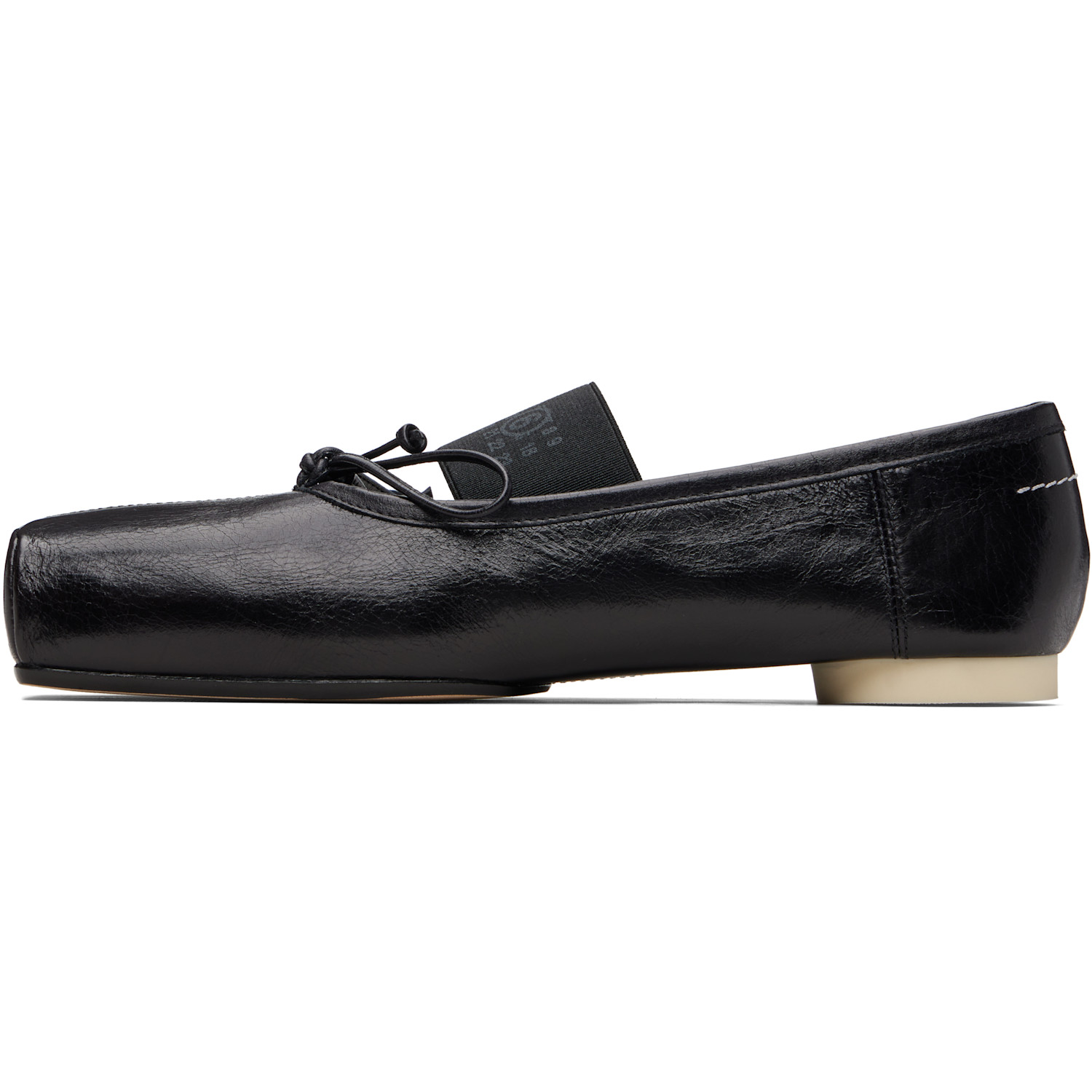 Mm6 Maison Margiela Black Numeric Square-toe Ballerina Flats 
