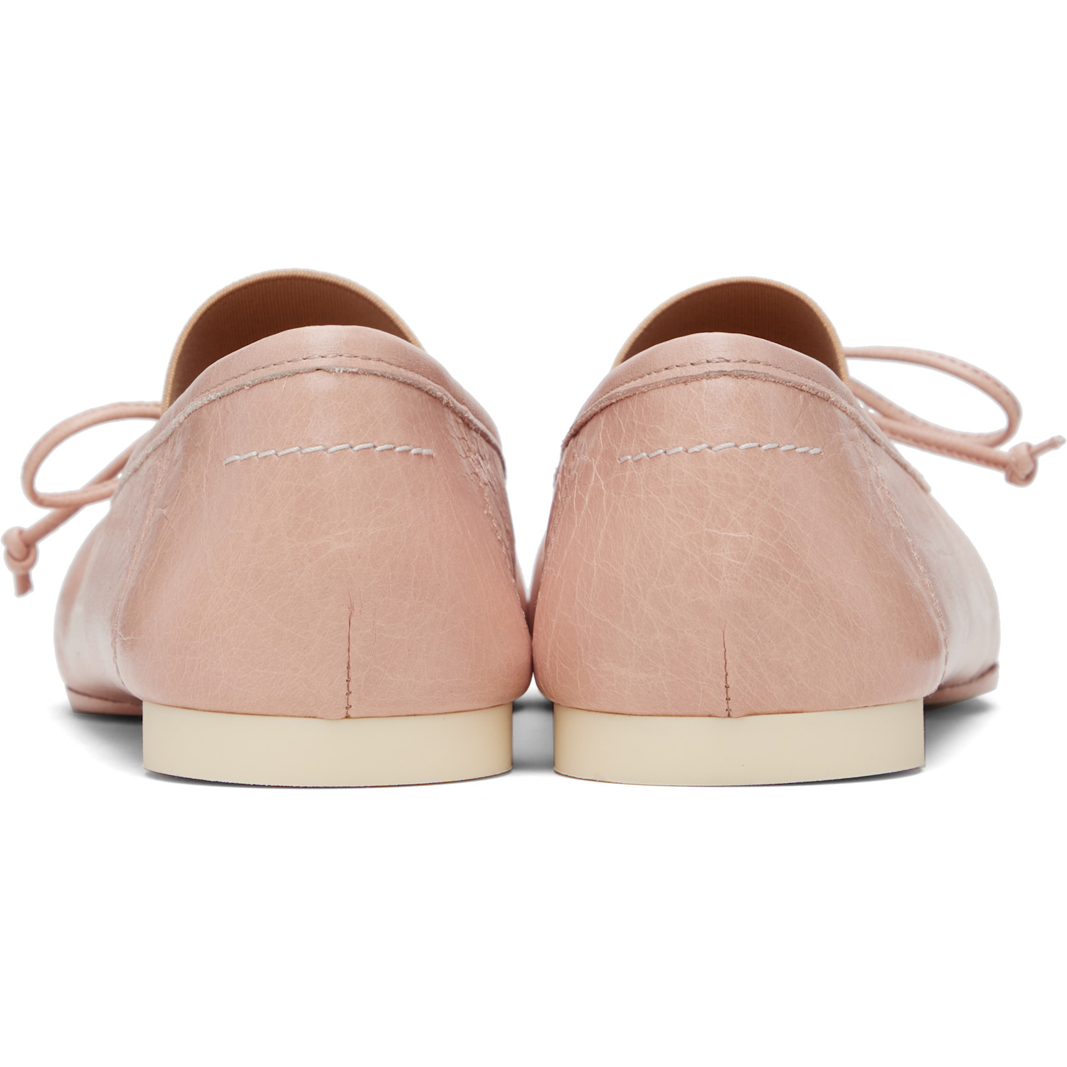  Mm6 Maison Margiela Pink Square Toe Ballerina Flats 
