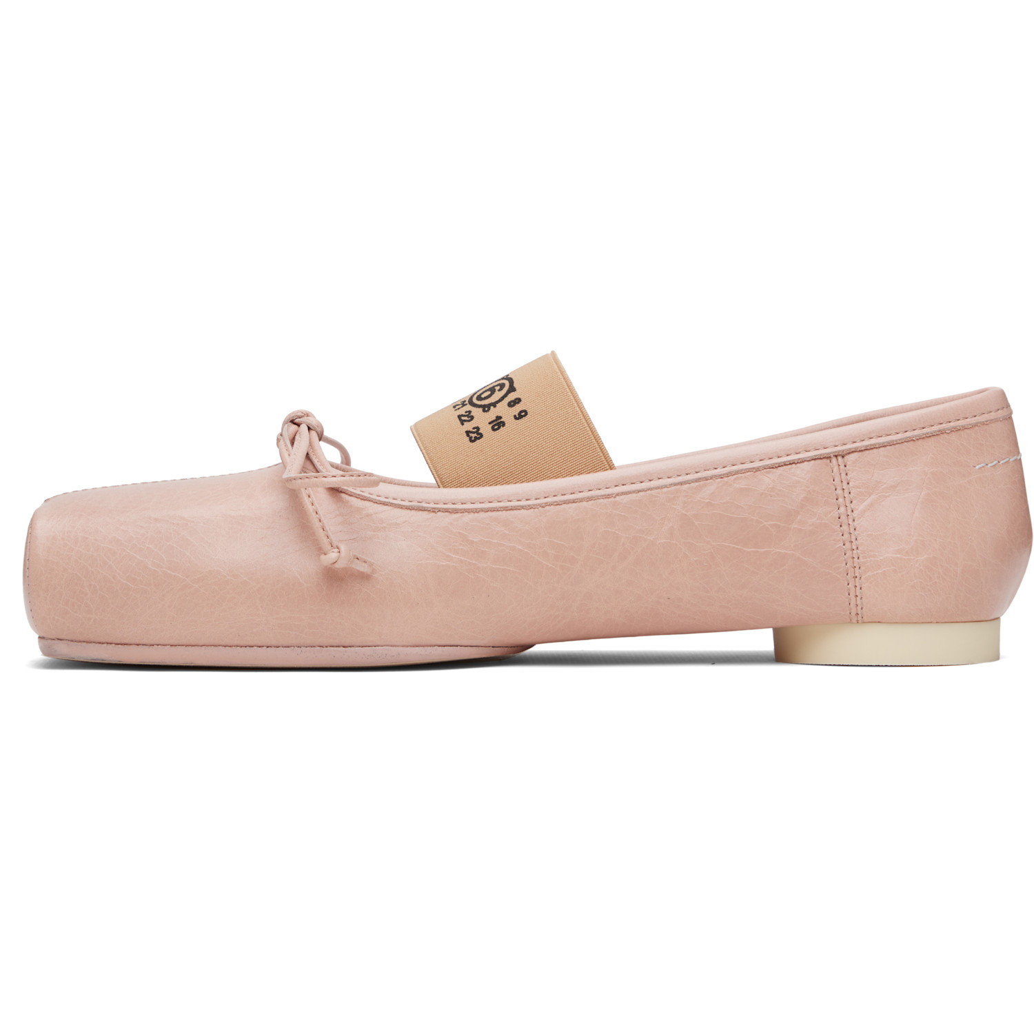  Mm6 Maison Margiela Pink Square Toe Ballerina Flats 