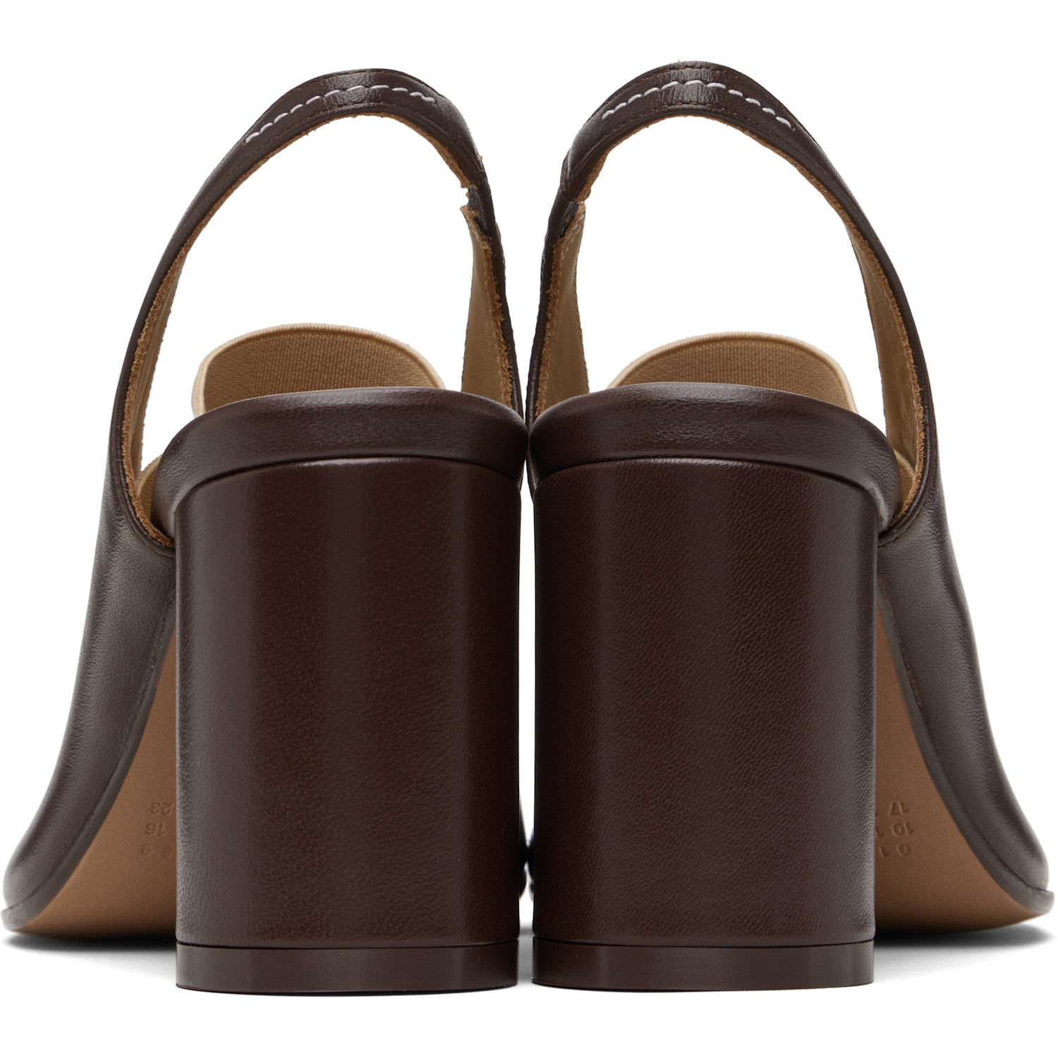  Mm6 Maison Margiela Brown Anatomic Numeric Slingback Heels 