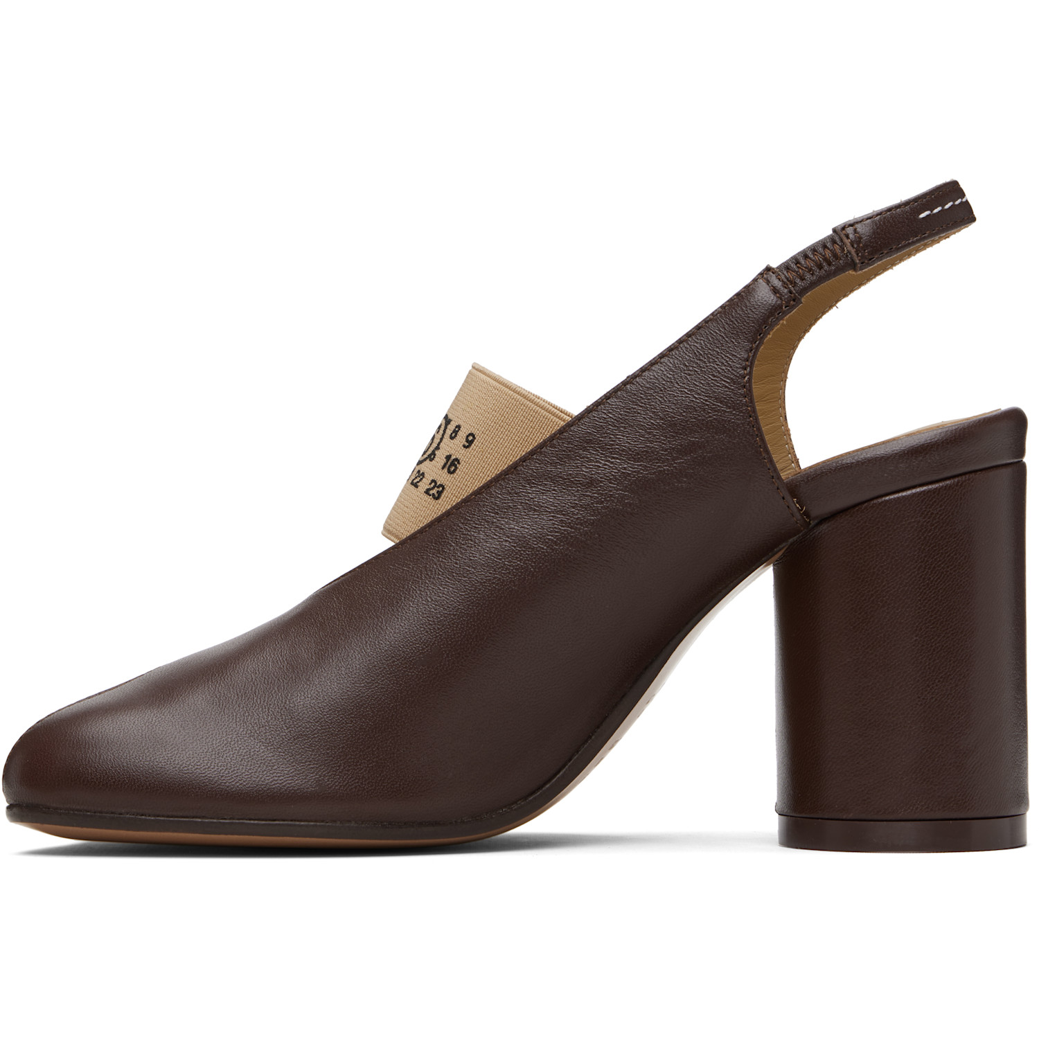  Mm6 Maison Margiela Brown Anatomic Numeric Slingback Heels 