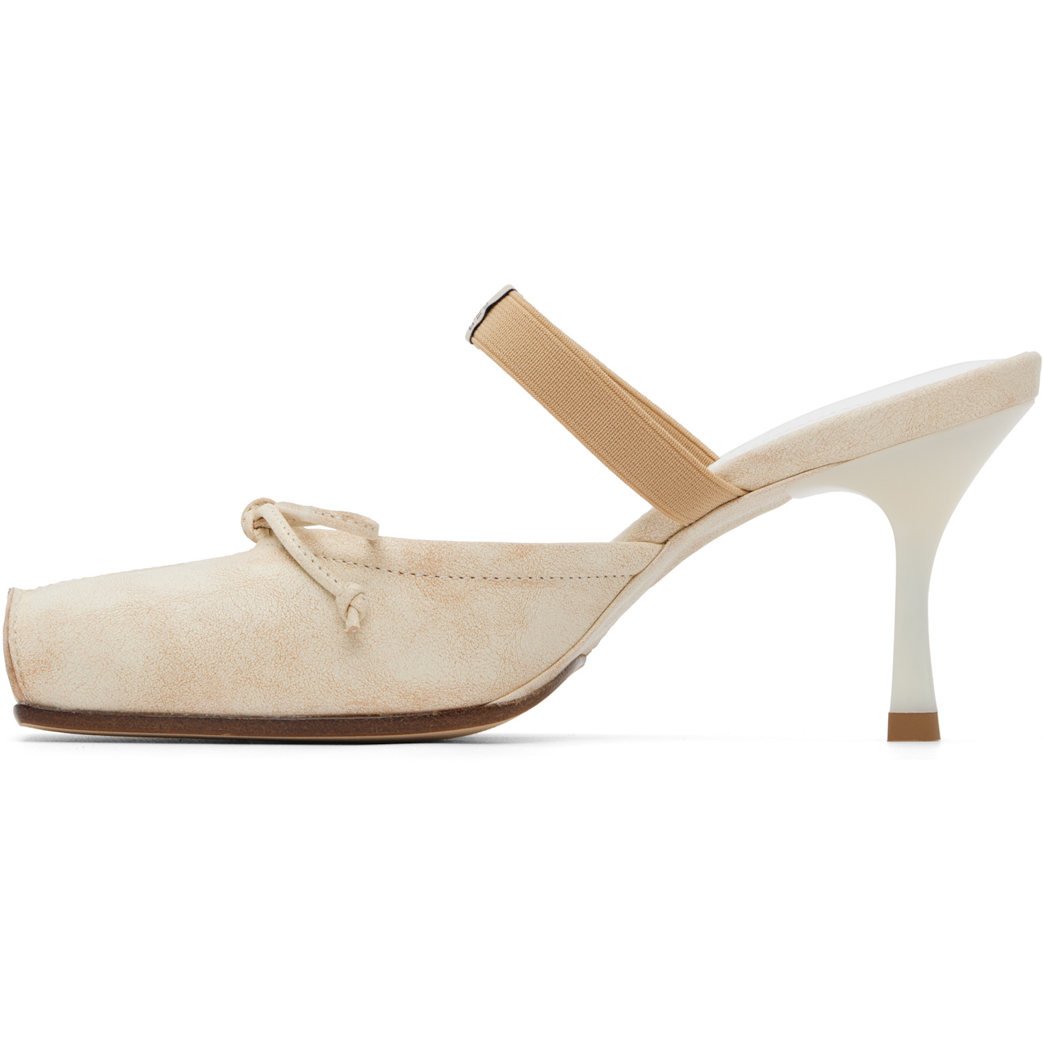 Mm6 Maison Margiela Off-white Slipper Heels 