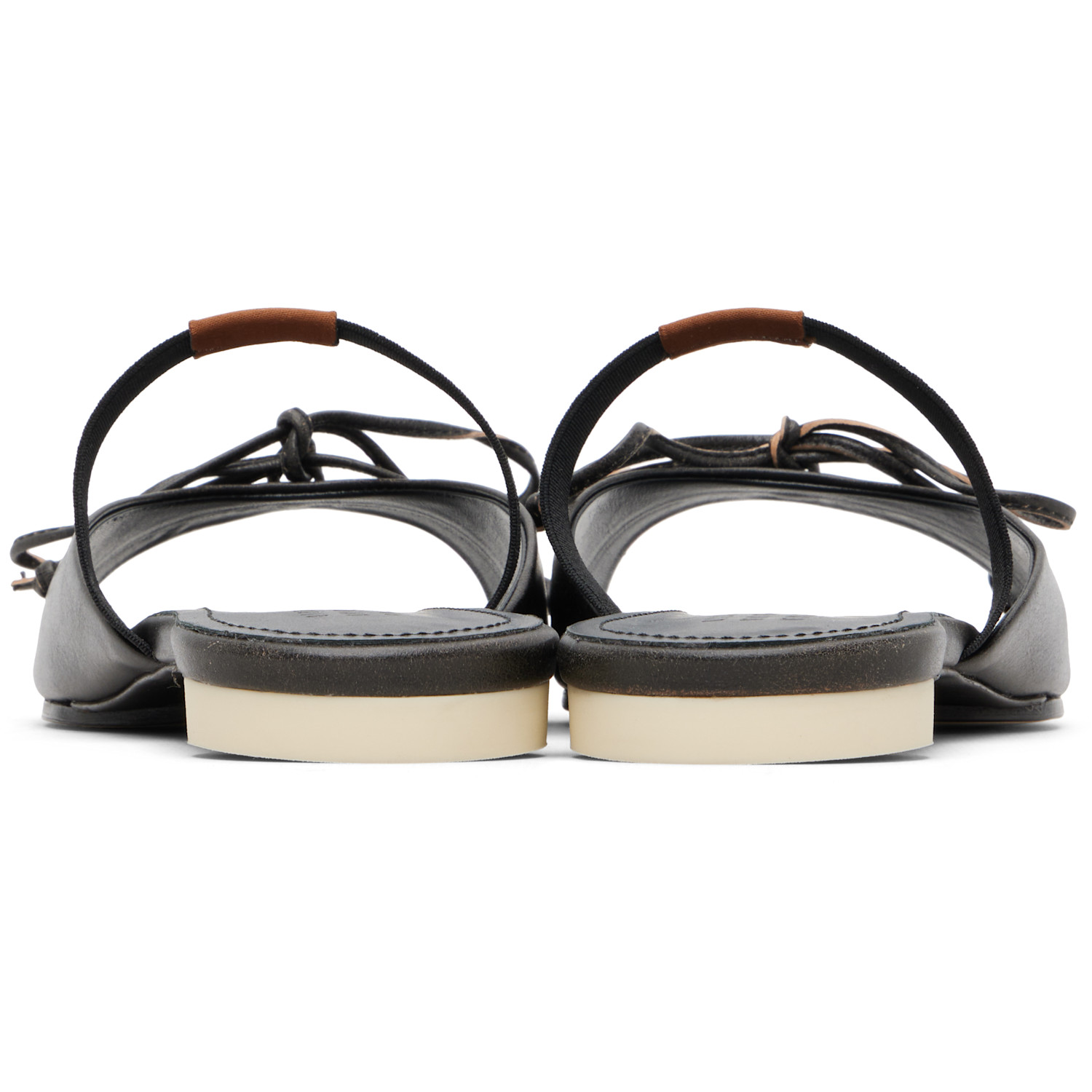  Mm6 Maison Margiela Brown Bow-detailed Leather Slingback Sandals 