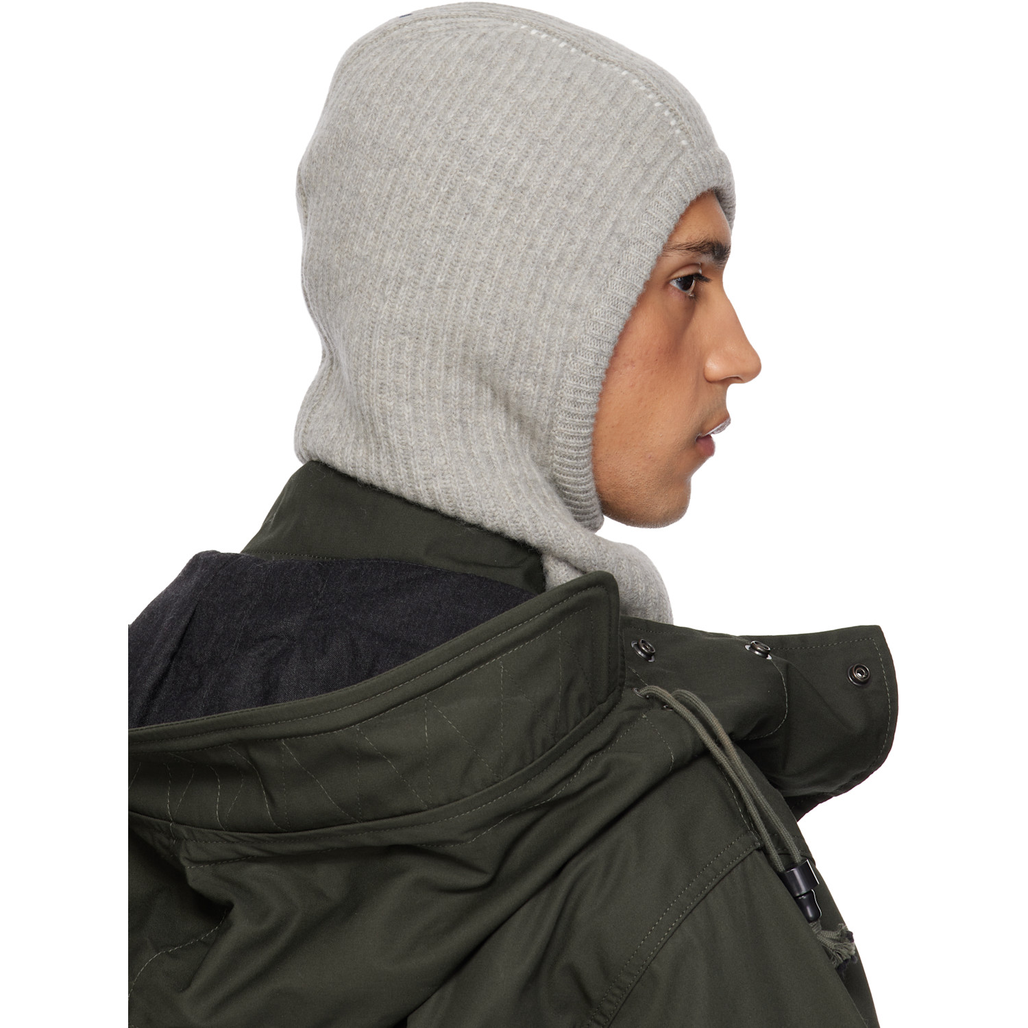  Mm6 Maison Margiela Gray Ribbed Wool Balaclava 