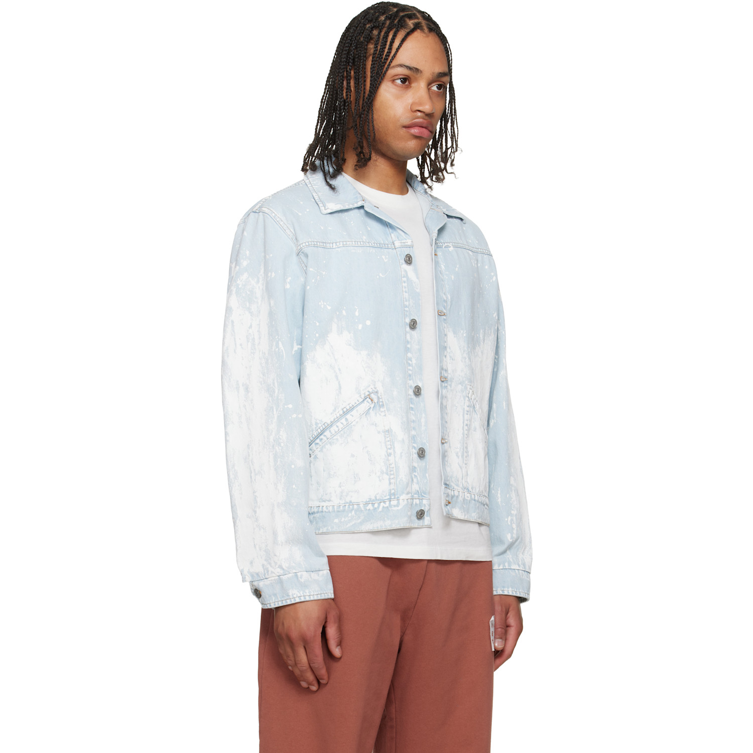  Mm6 Maison Margiela Blue Paint Splatter Denim Jacket 