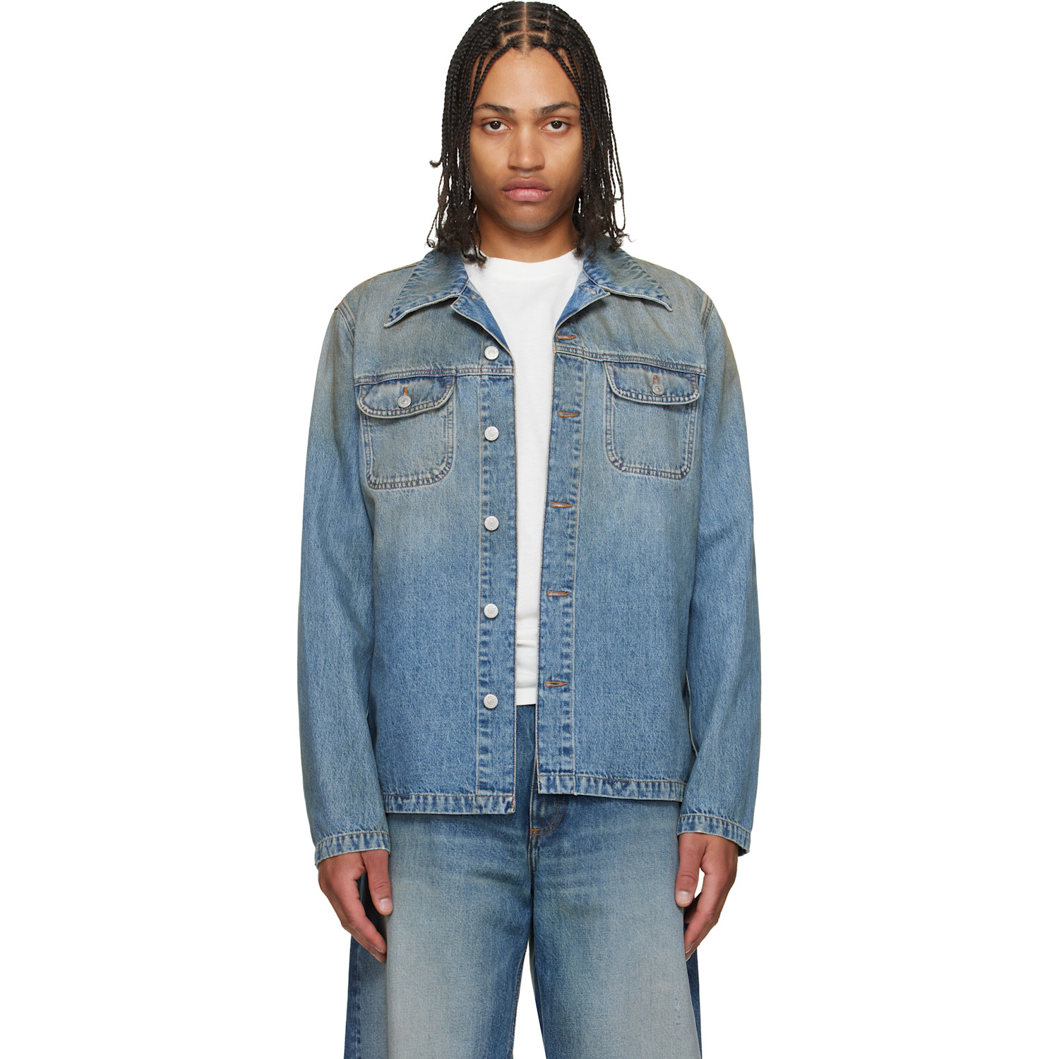 MM6 Maison Margiela Blue Denim Trucker Jacket
