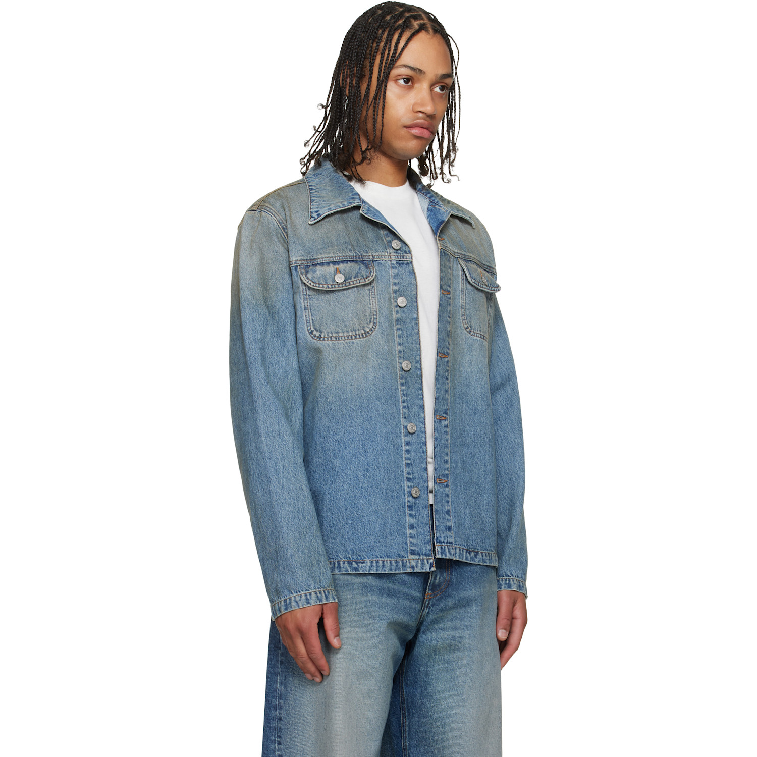  Mm6 Maison Margiela Blue Denim Trucker Jacket 