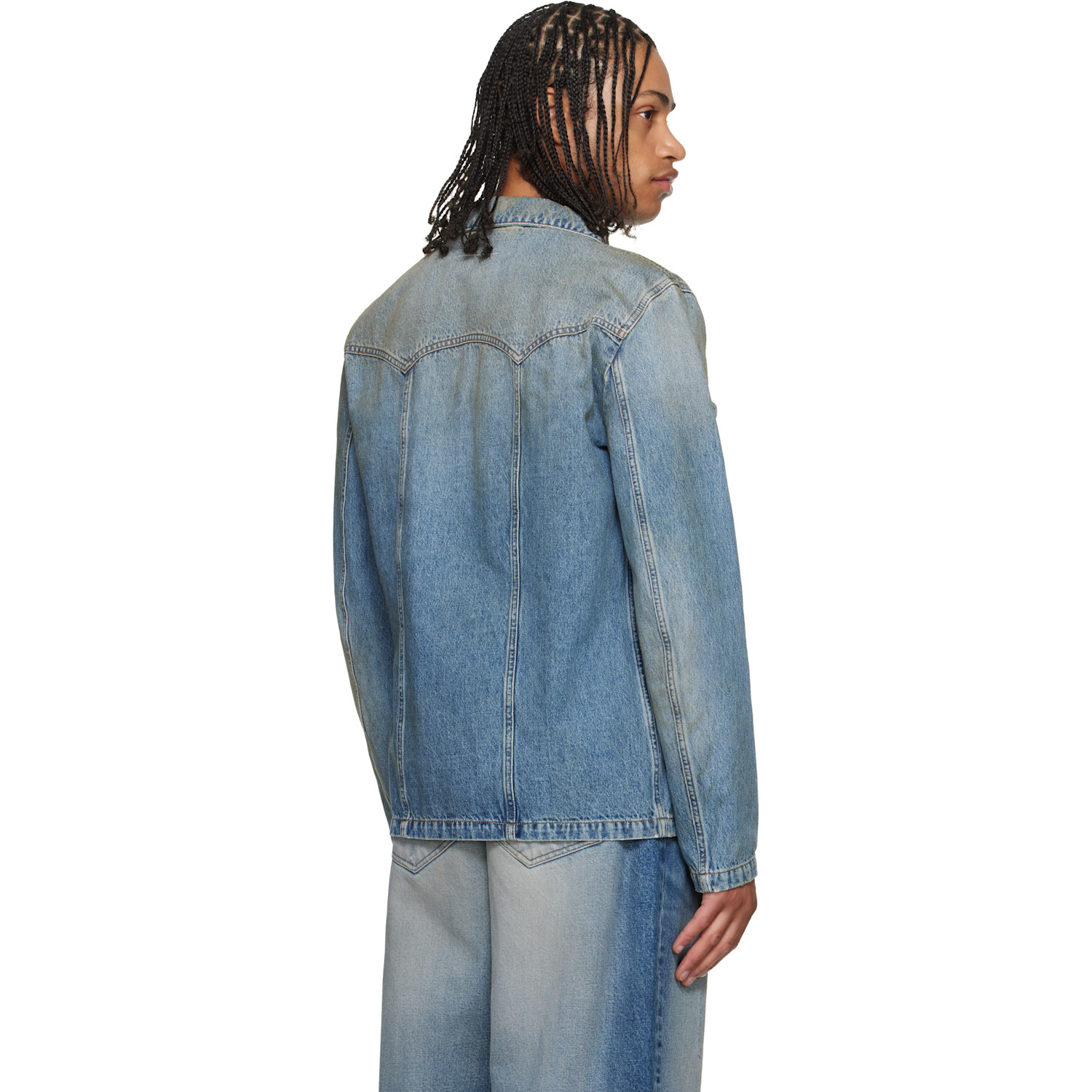  Mm6 Maison Margiela Blue Denim Trucker Jacket 