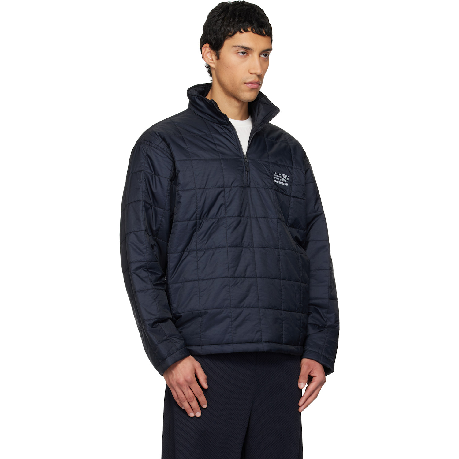 Mm6 Maison Margiela Black Salomon Edition Insulated Half-zip Reversible Jacket 