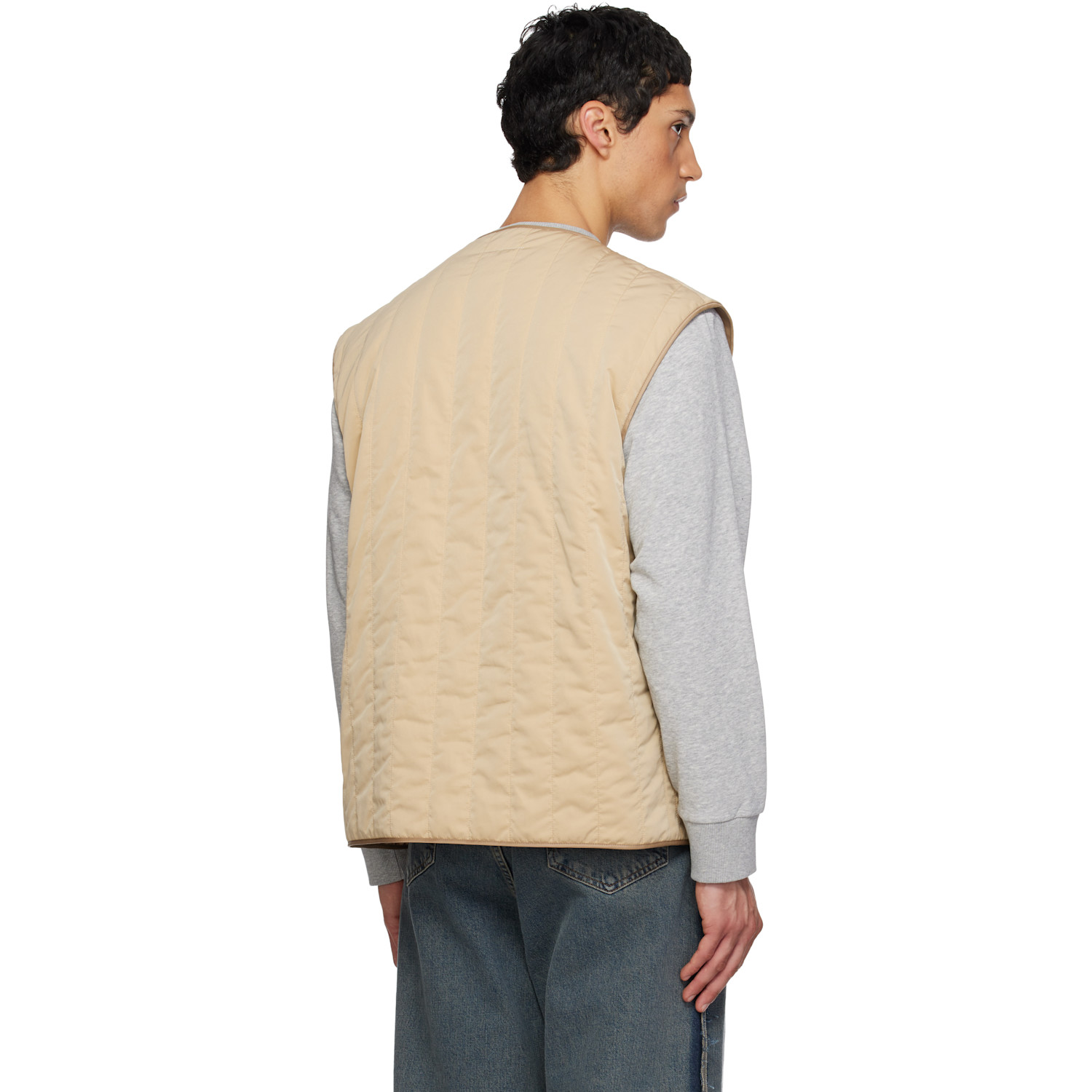  Mm6 Maison Margiela Beige Quilted Reversible Vest 