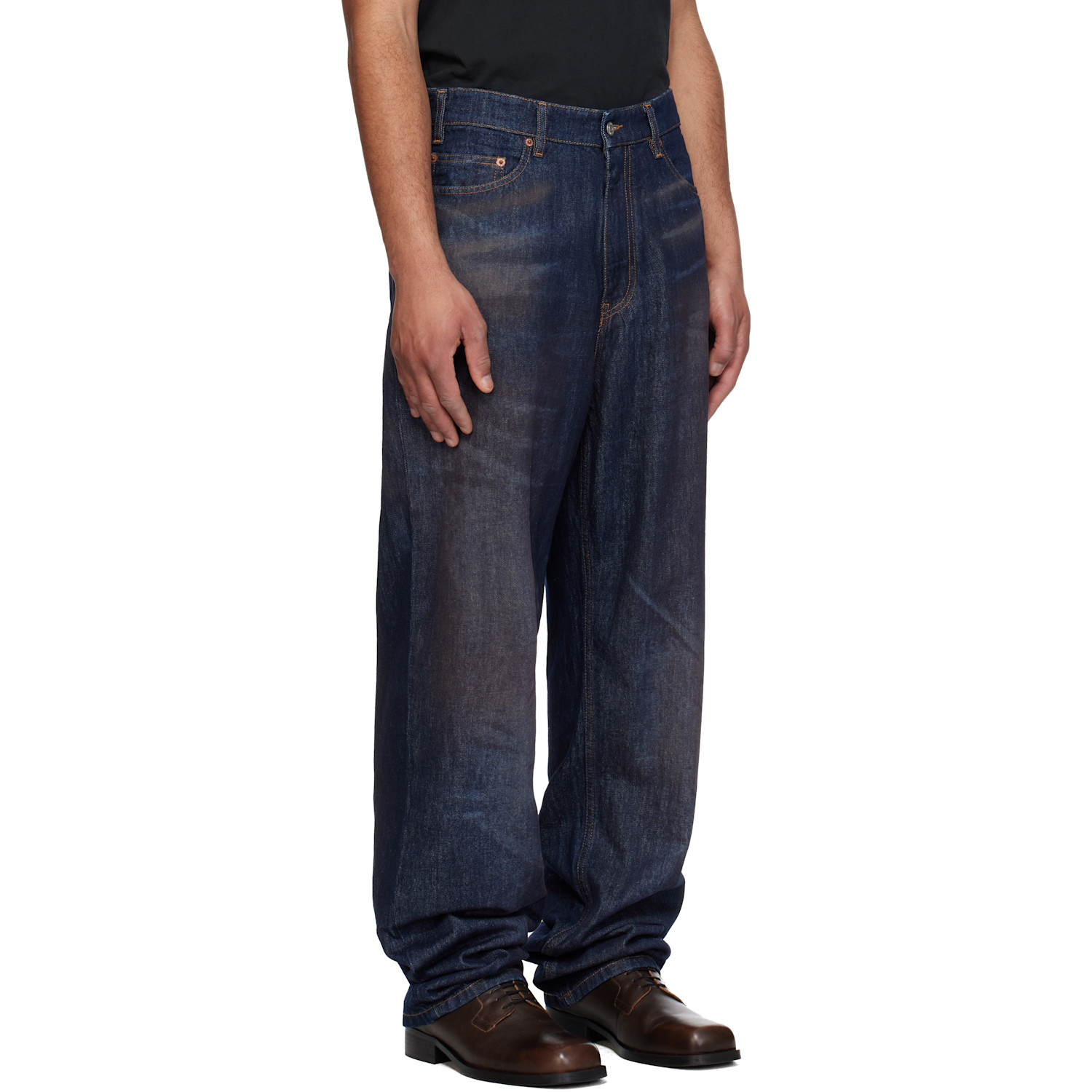  Mm6 Maison Margiela Navy Faded Jeans 