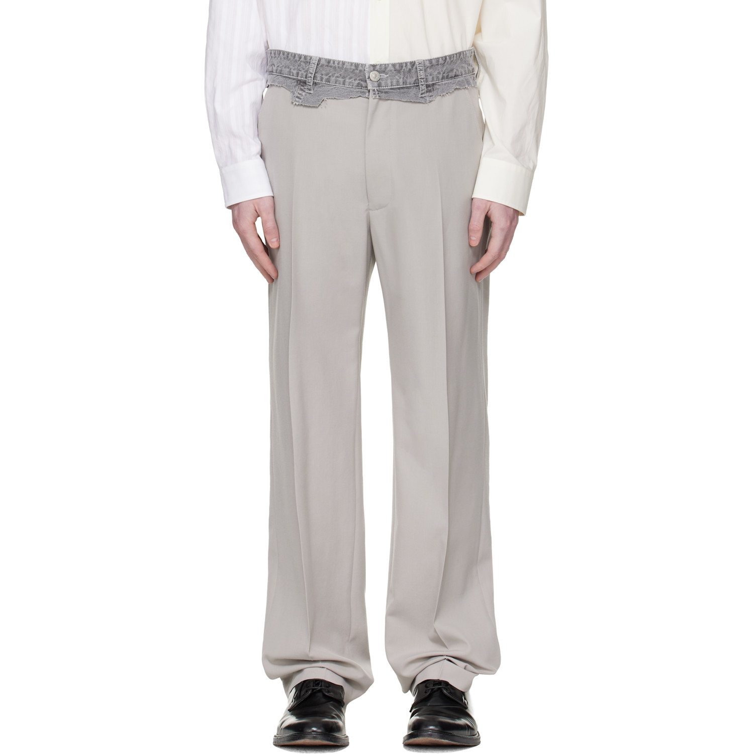 MM6 Maison Margiela Gray Replaced Waist Wool Trousers
