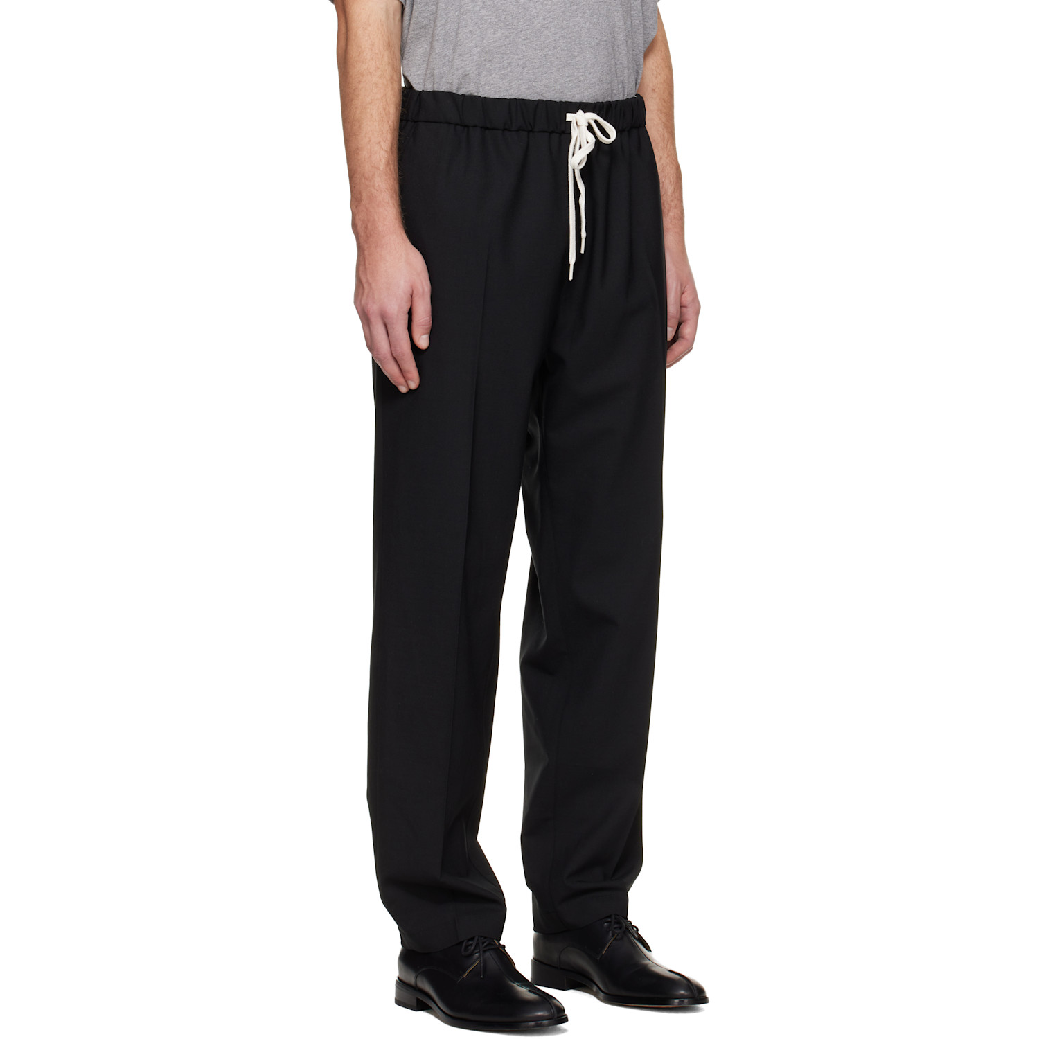  Mm6 Maison Margiela Black Drawstring Trousers 