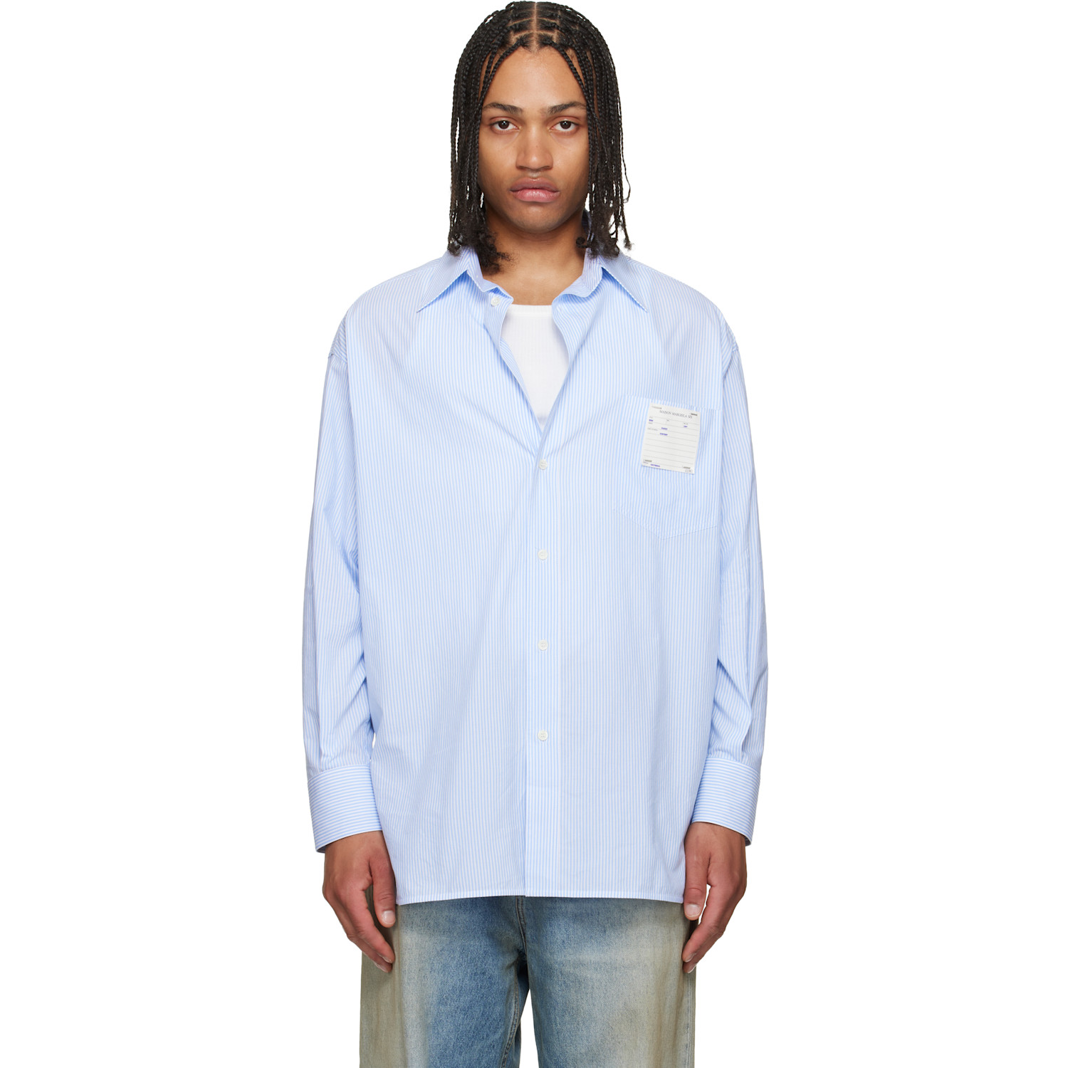 MM6 Maison Margiela Blue Striped Poplin Shirt