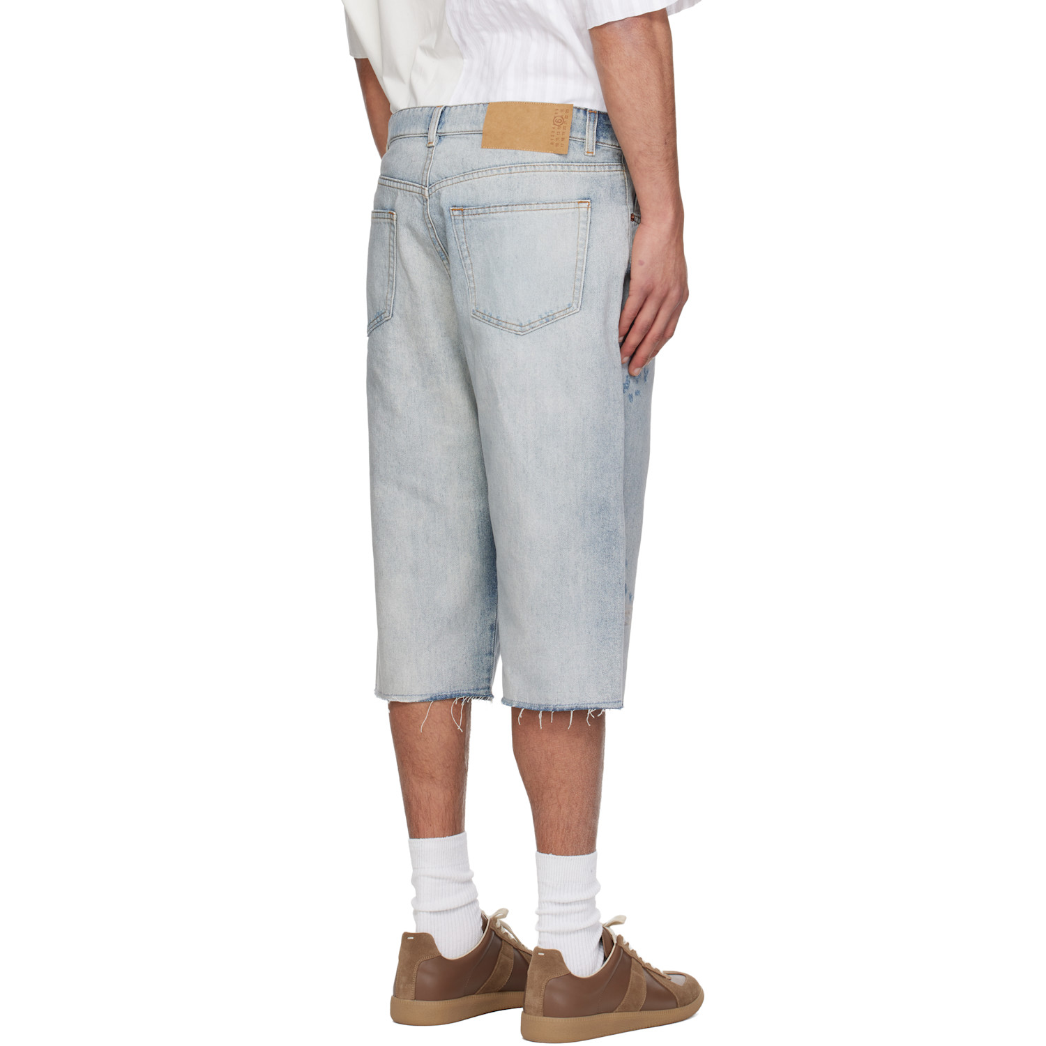  Mm6 Maison Margiela Blue Drawstring Denim Shorts 