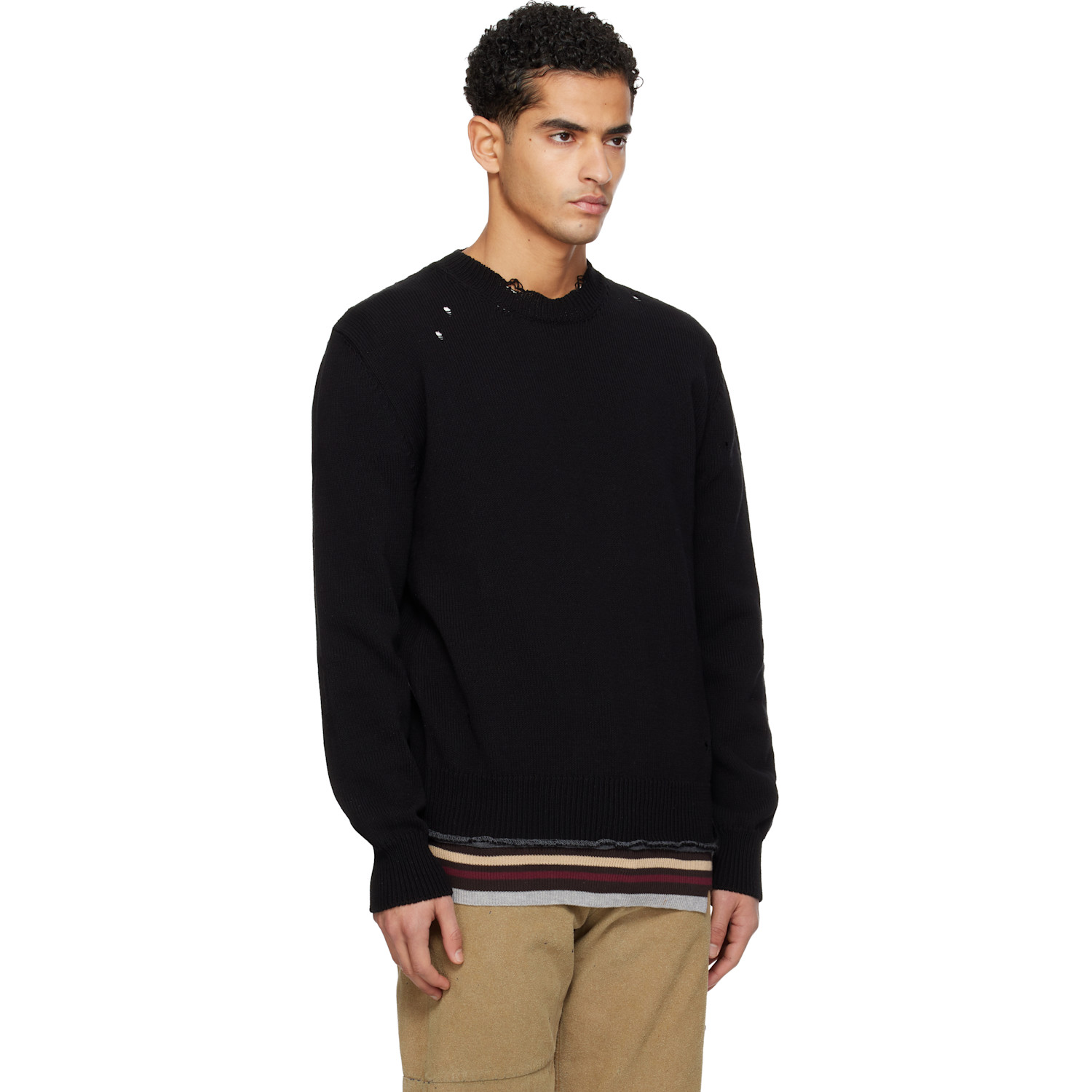  Mm6 Maison Margiela Black Cotton Sweater 