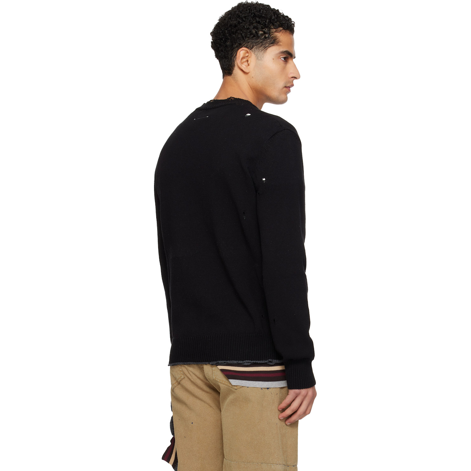  Mm6 Maison Margiela Black Cotton Sweater 