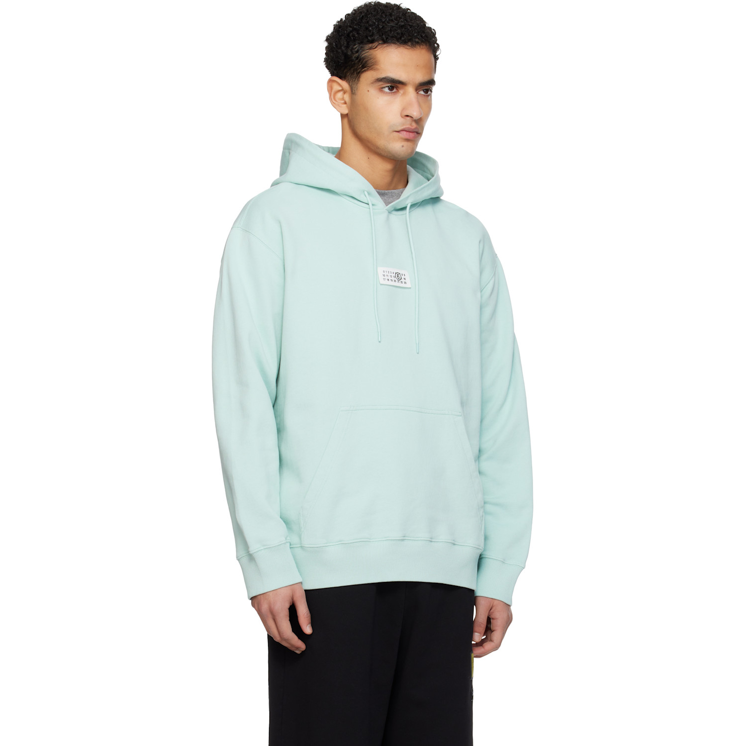  Mm6 Maison Margiela Blue Logo Patch Hoodie 