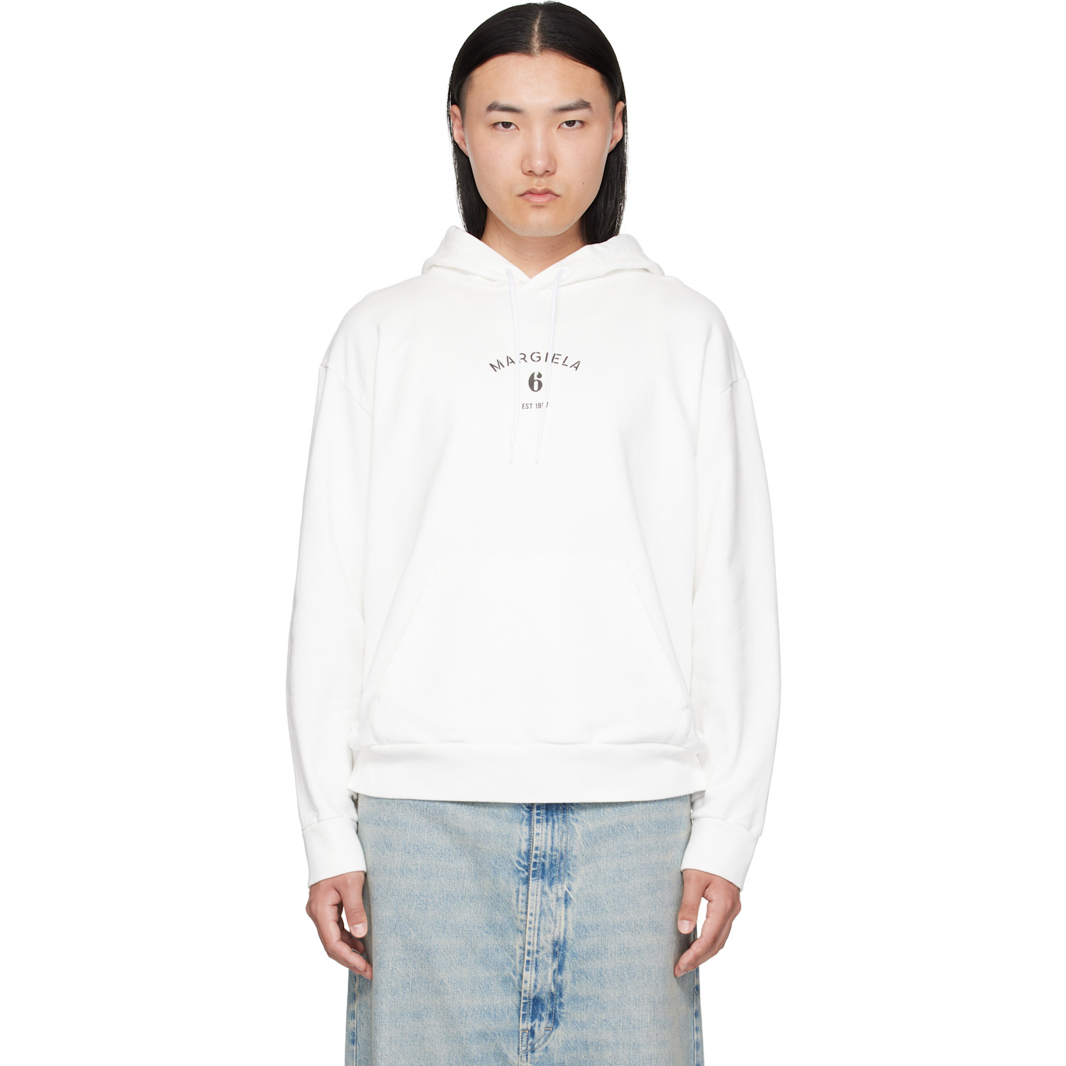 MM6 Maison Margiela White Logo Hoodie