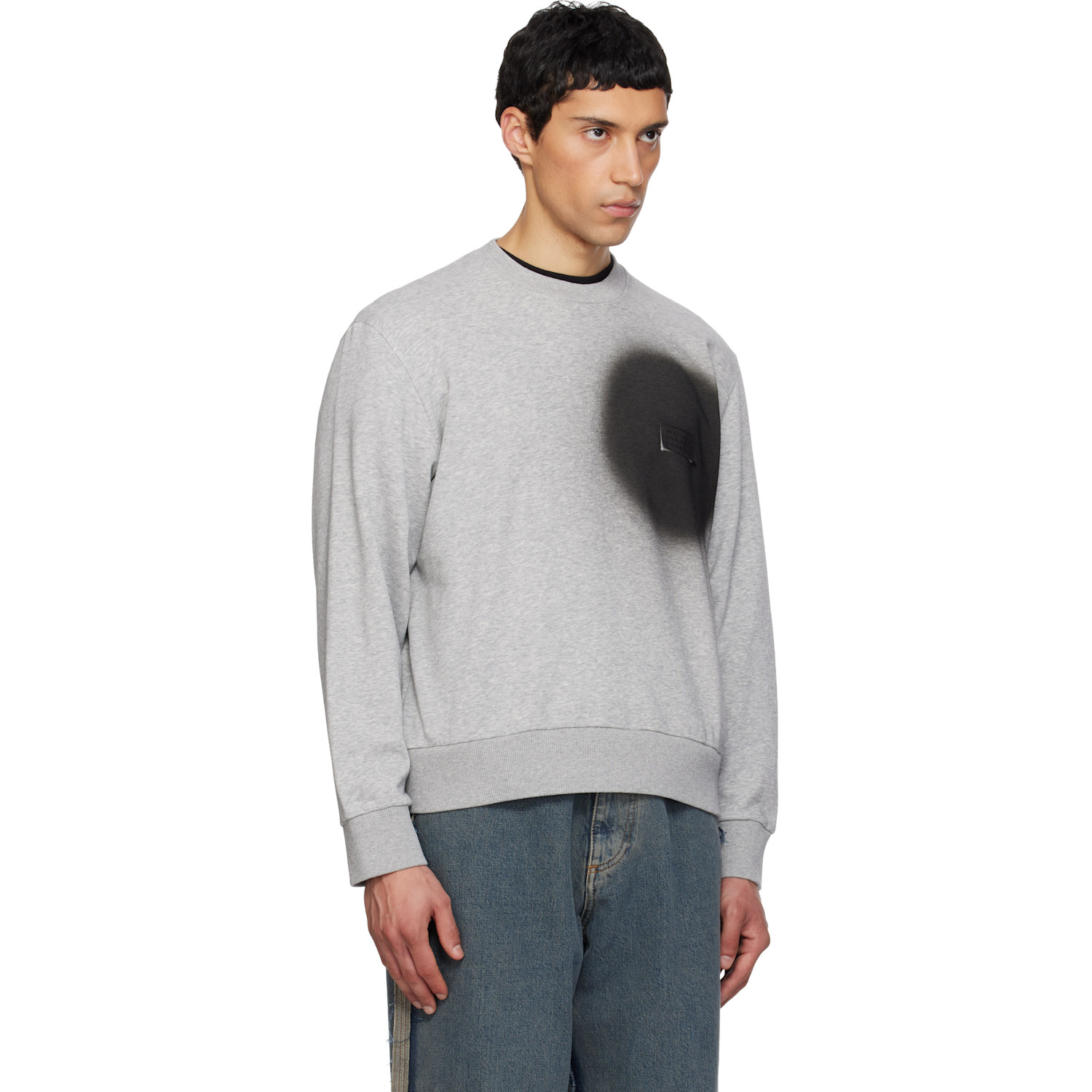  Mm6 Maison Margiela Gray Spray Print Sweatshirt 