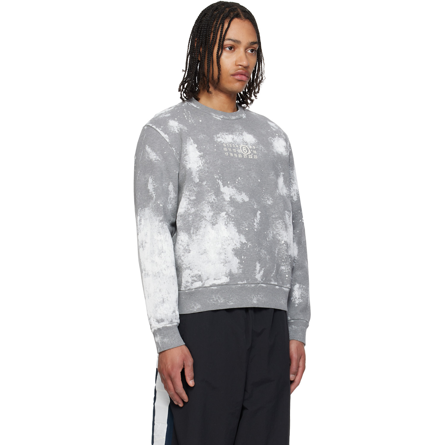  Mm6 Maison Margiela Gray Paint Splatter Sweatshirt 
