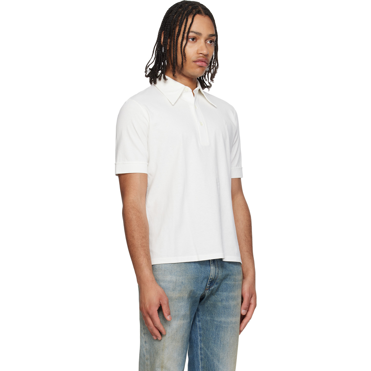  Mm6 Maison Margiela Off-white Embroidered-logo Polo 