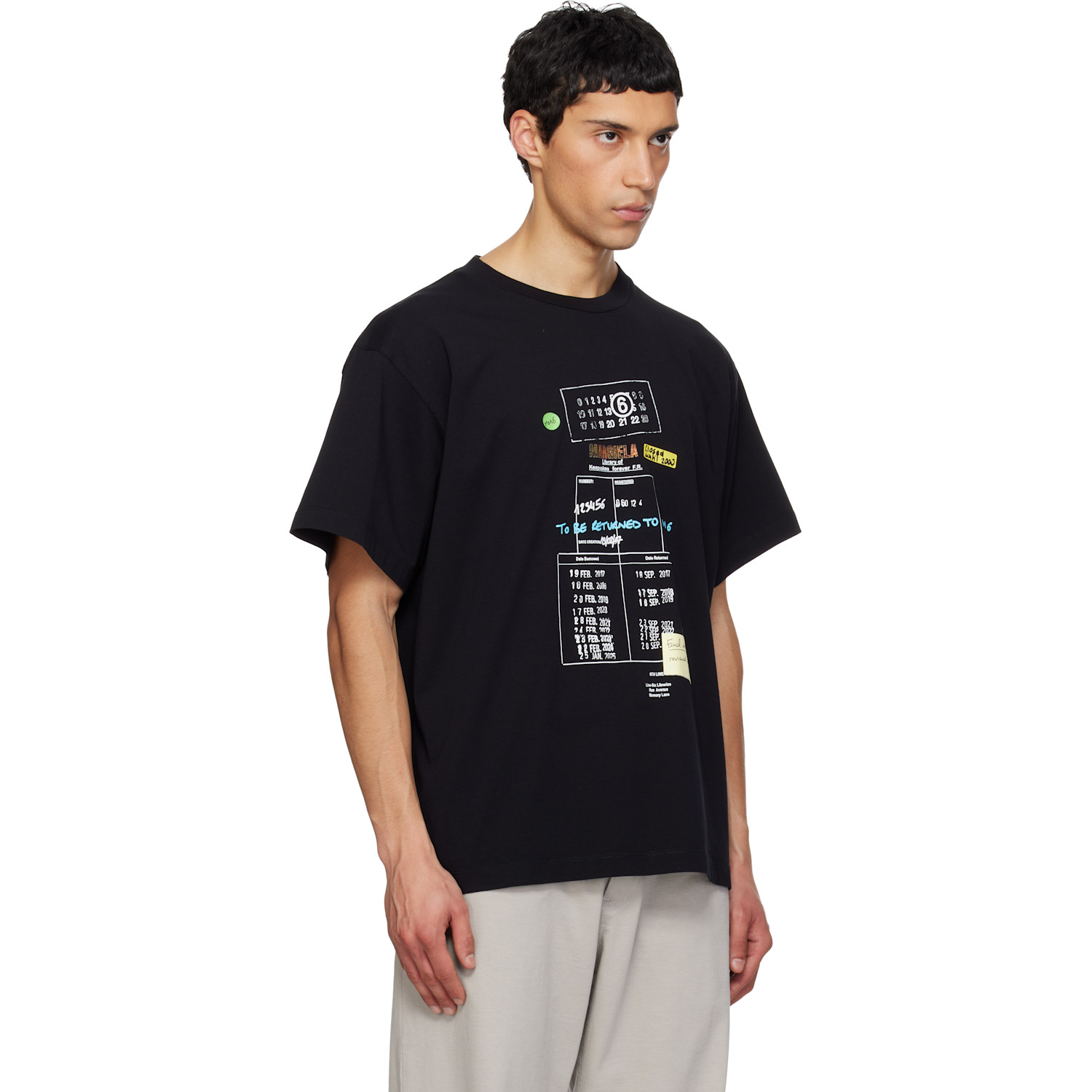  Mm6 Maison Margiela Black Library Stamp T-shirt 