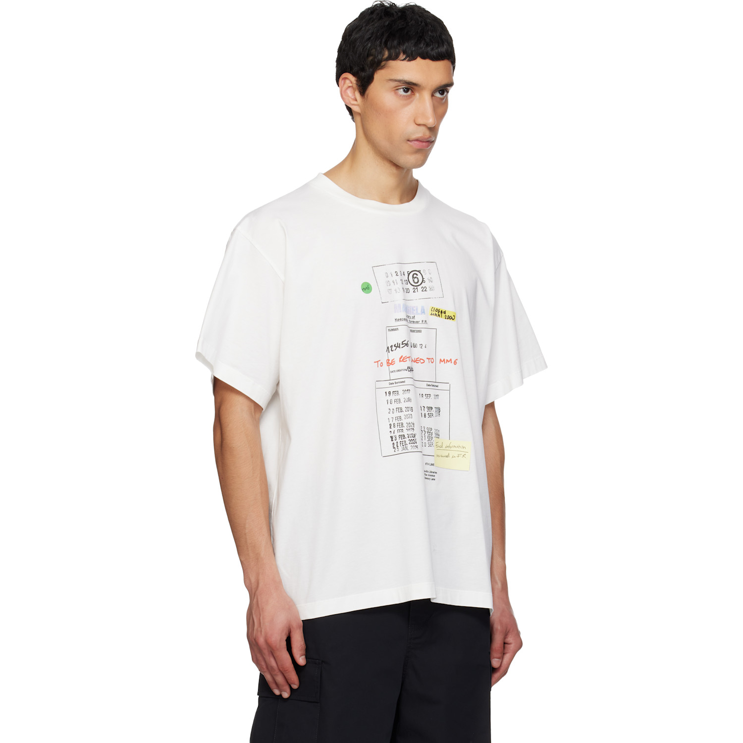  Mm6 Maison Margiela Off-white Library Stamp T-shirt 