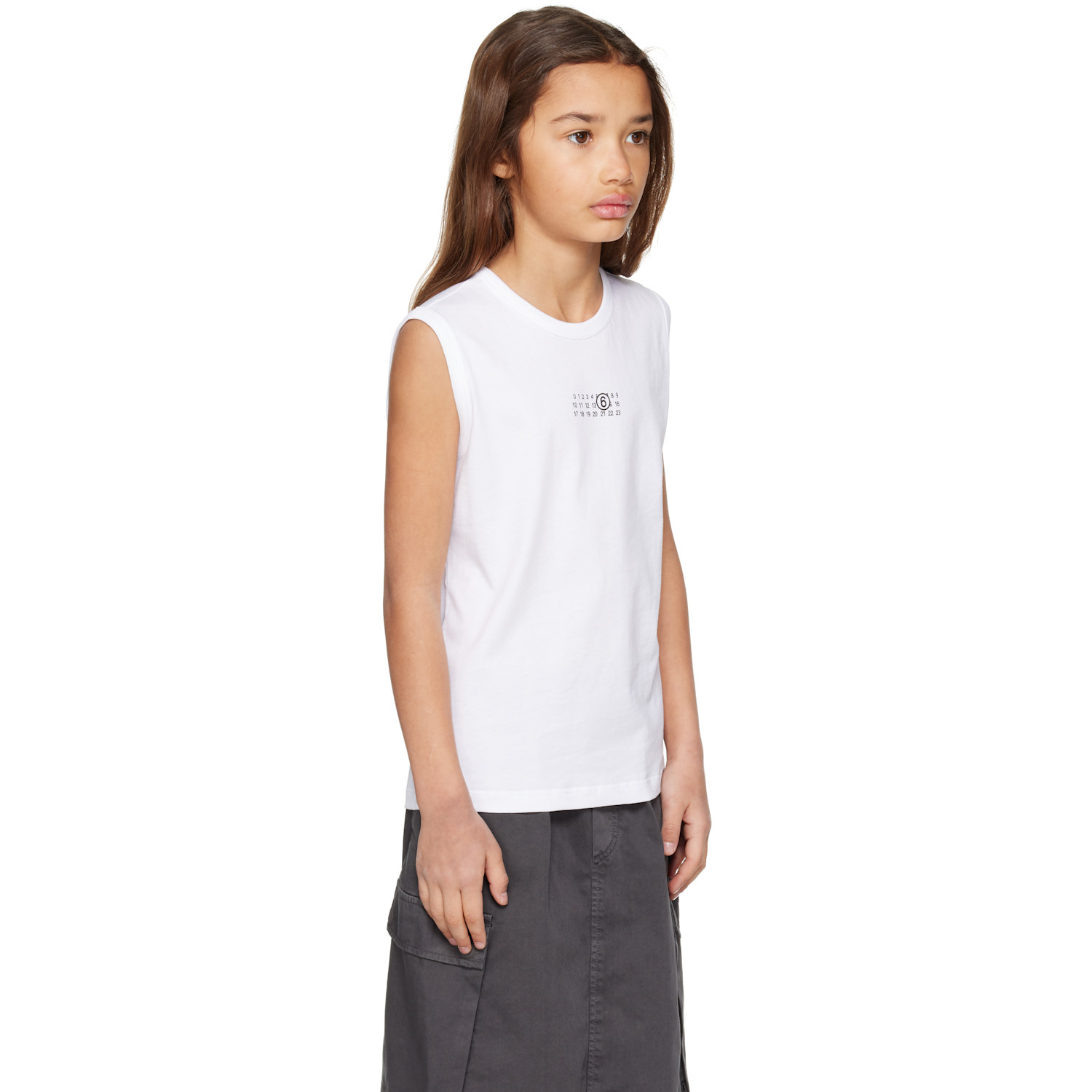  Mm6 Maison Margiela Kids White Printed-logo Tank Top 