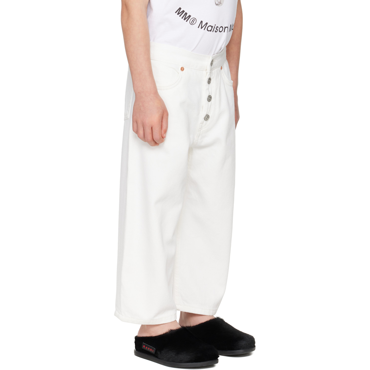 Mm6 Maison Margiela Kids White Faded Jeans 