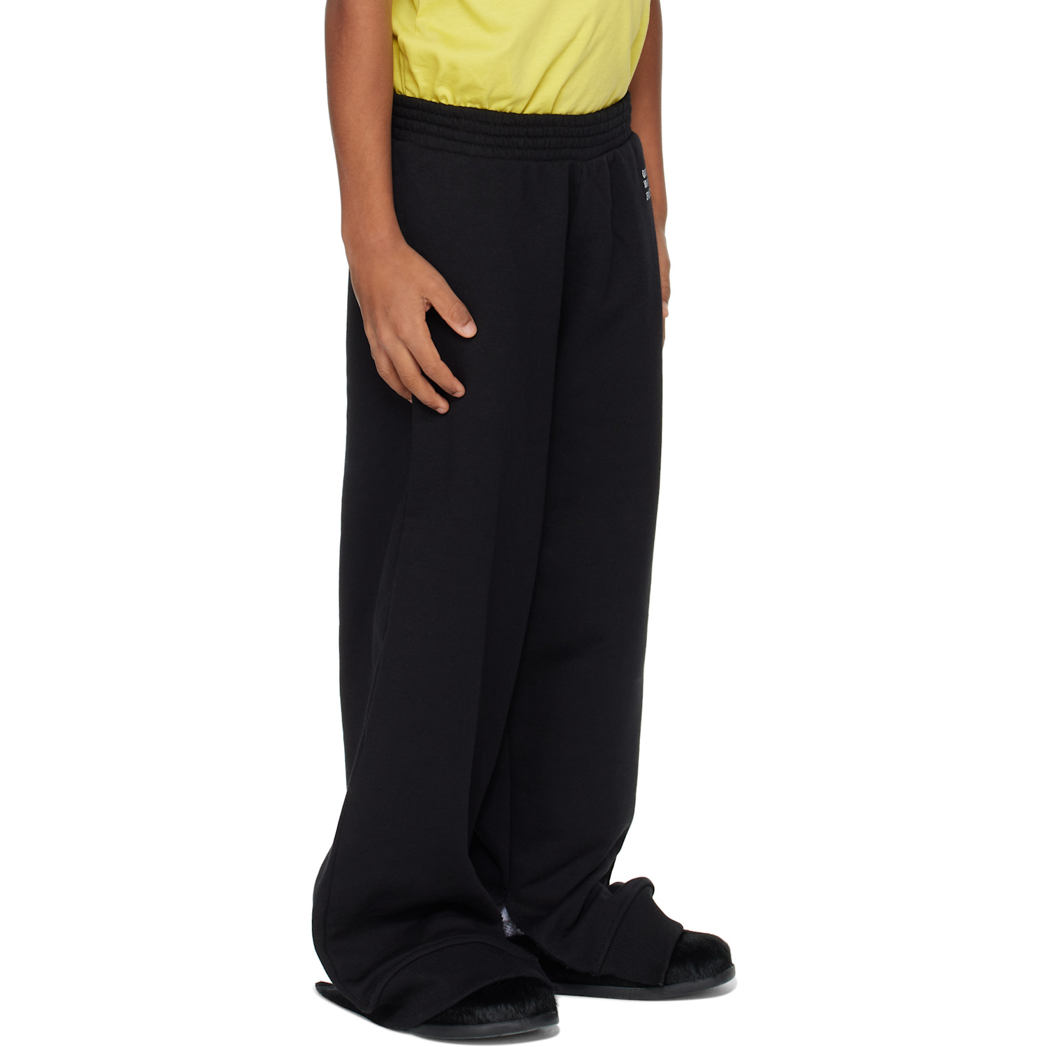  Mm6 Maison Margiela Kids Black Printed-logo Sweatpants 