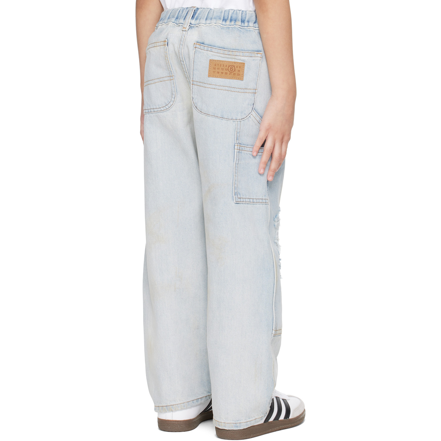  Mm6 Maison Margiela Kids Blue Distressed Jeans 