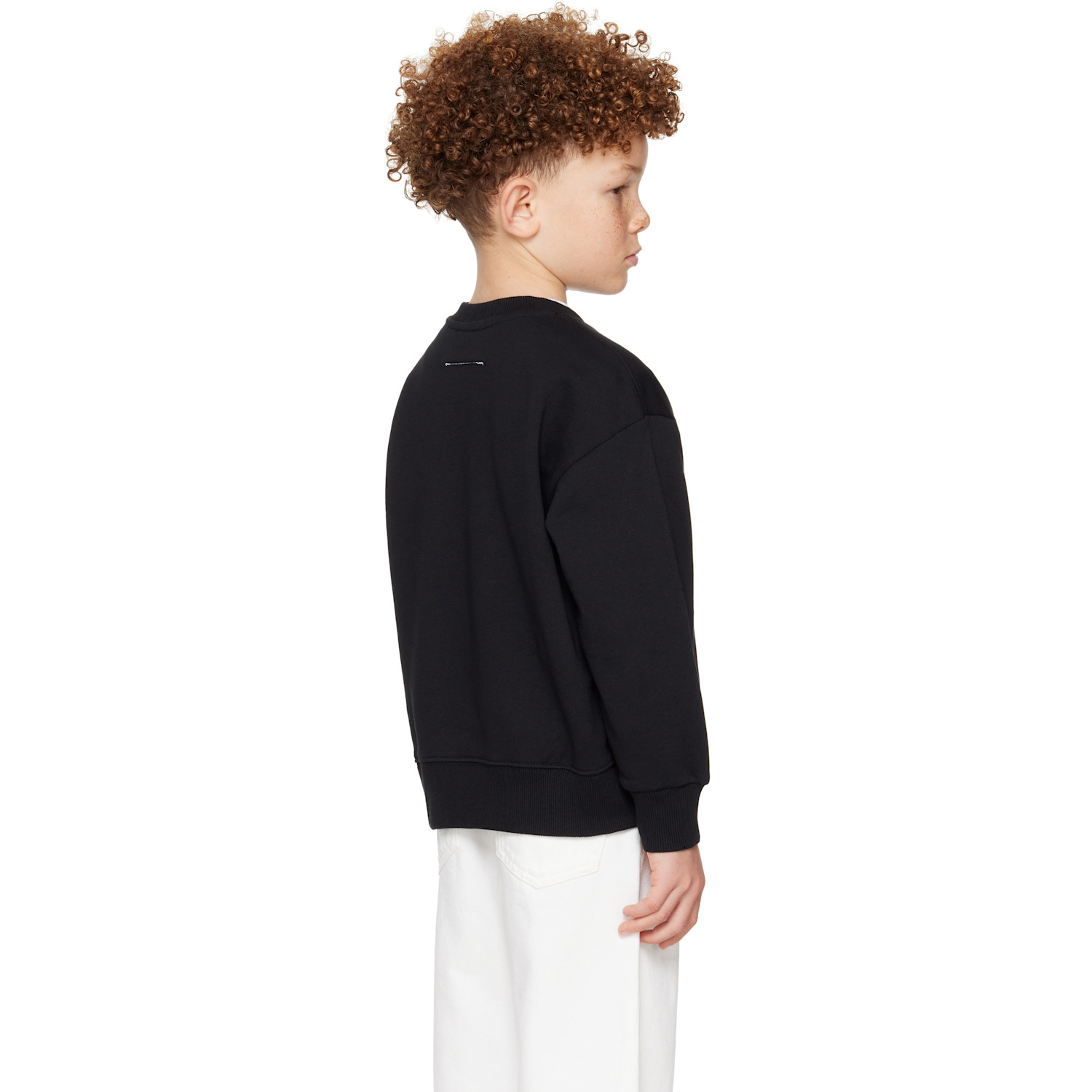  Mm6 Maison Margiela Kids Black Printed-logo Sweatshirt 