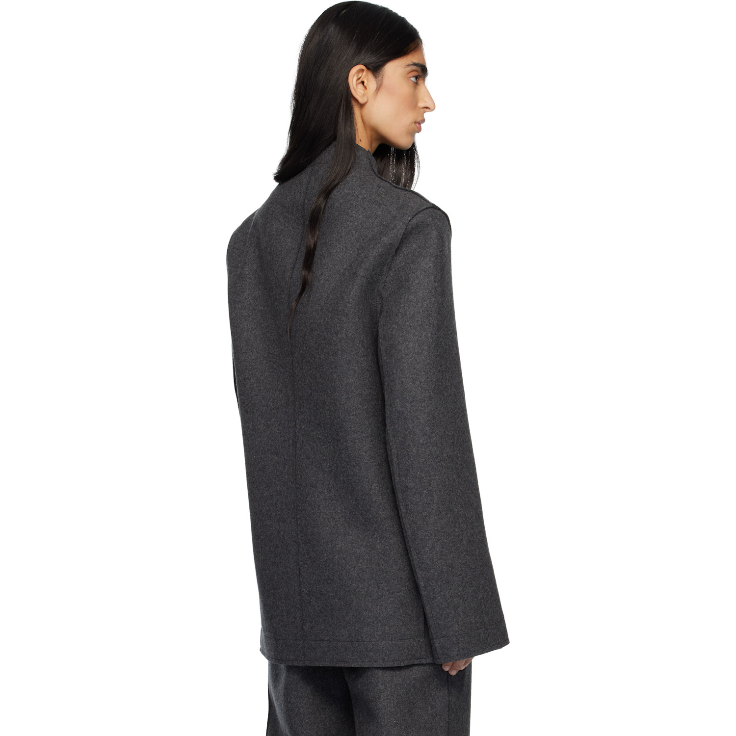  Marie Adam-leenaerdt Gray Base Classic Single Breast Blazer 