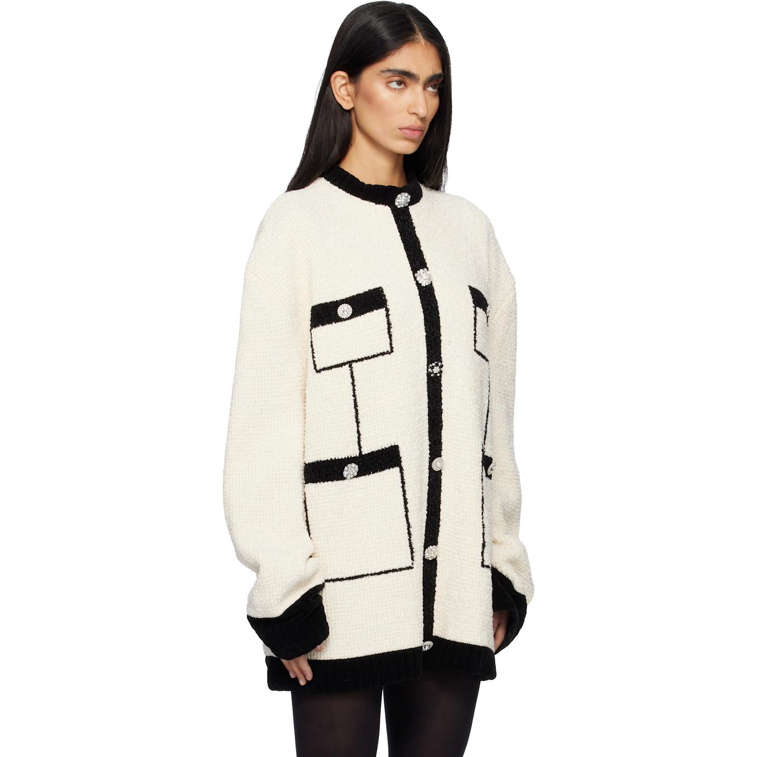  Marie Adam-leenaerdt Off-white Covered Tweed Sweater 