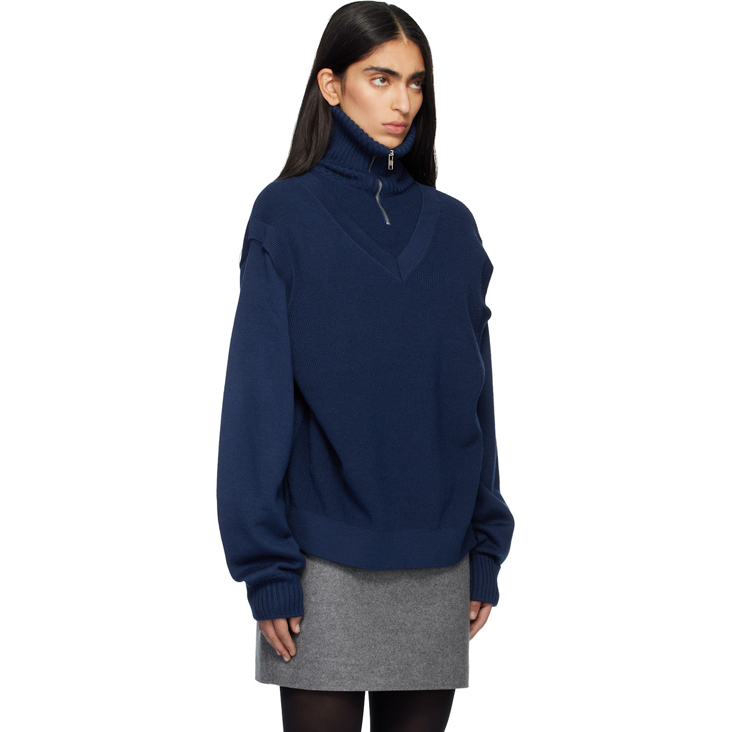  Marie Adam-leenaerdt Navy 4-in One Sweater 