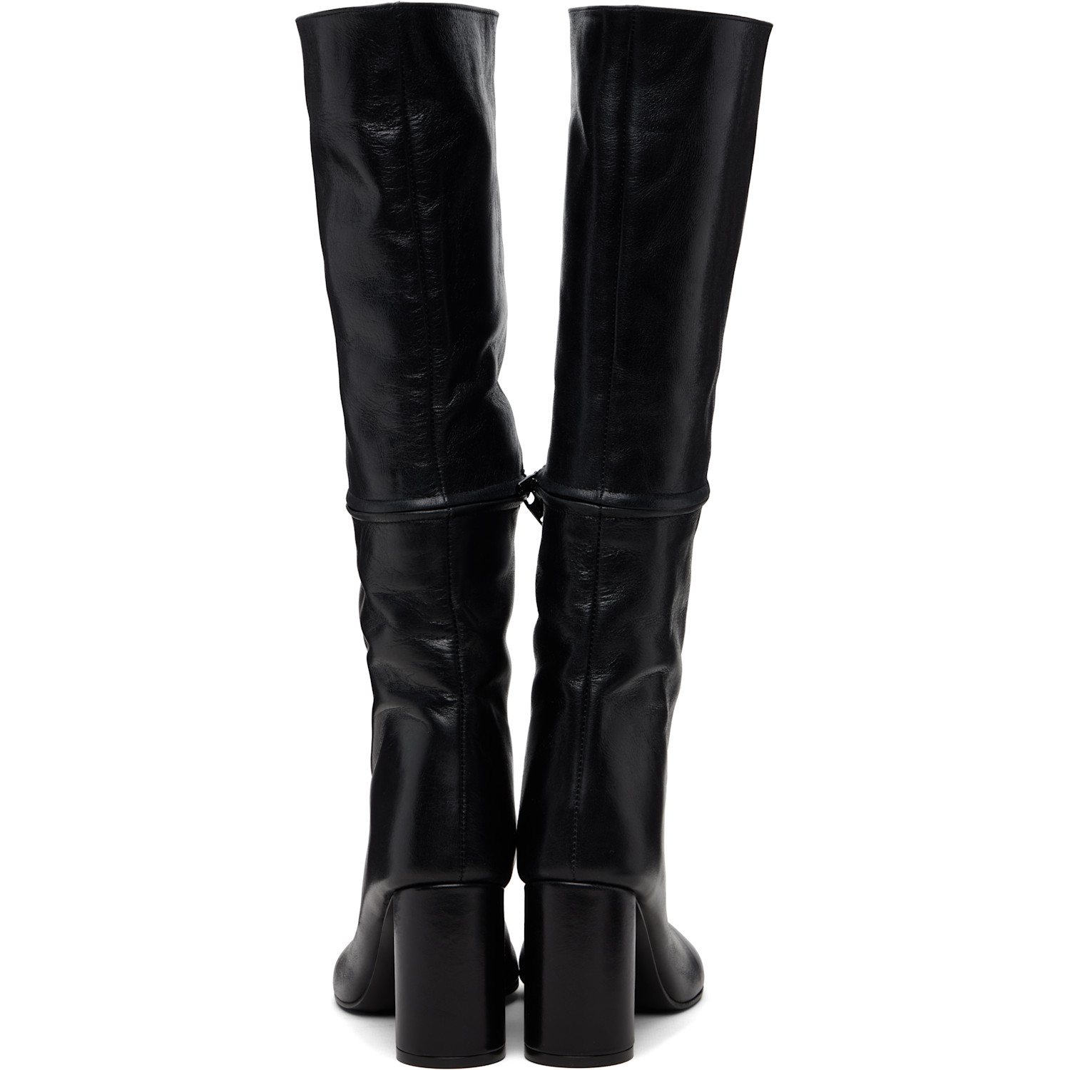  Marie Adam-leenaerdt Black 2-in One Zip Round Tall Boots 