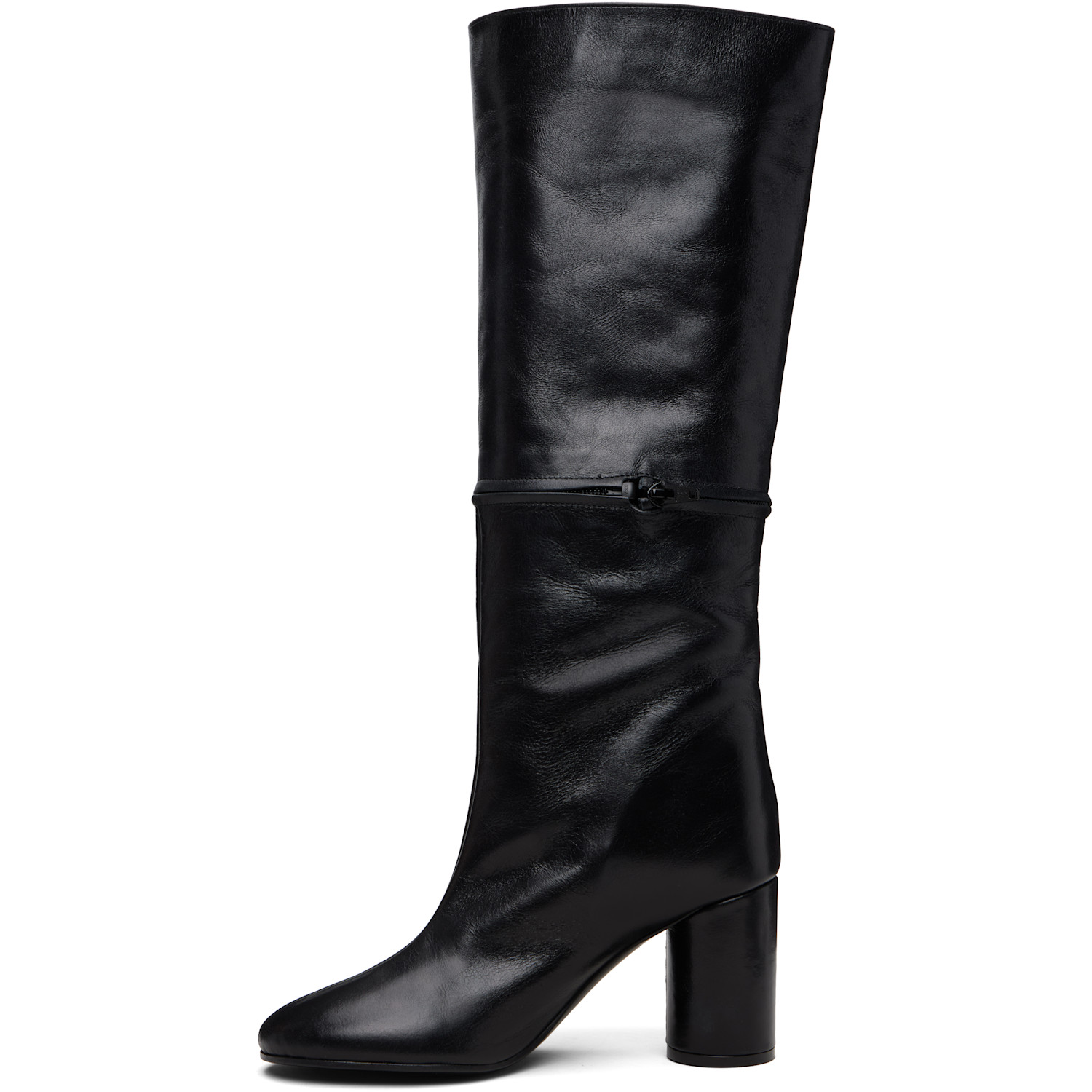  Marie Adam-leenaerdt Black 2-in One Zip Round Tall Boots 