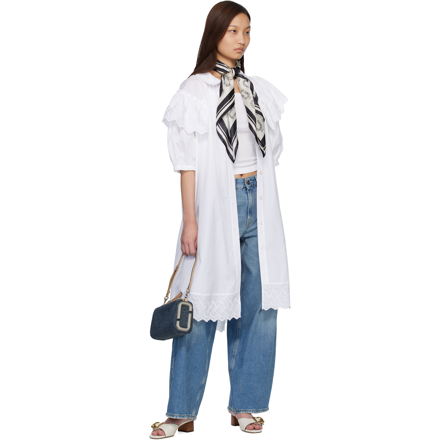 Marc Jacobs Off-white & Black J Marc Square Scarf 