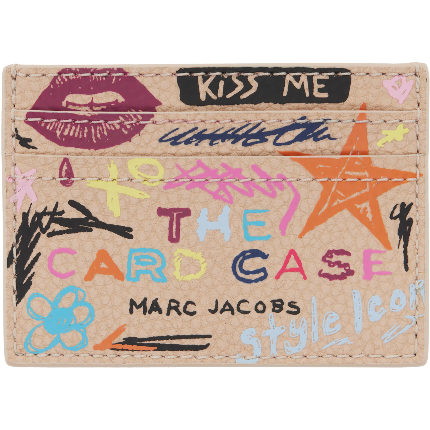Marc Jacobs Beige 'The Punk Scribble' Card Holder