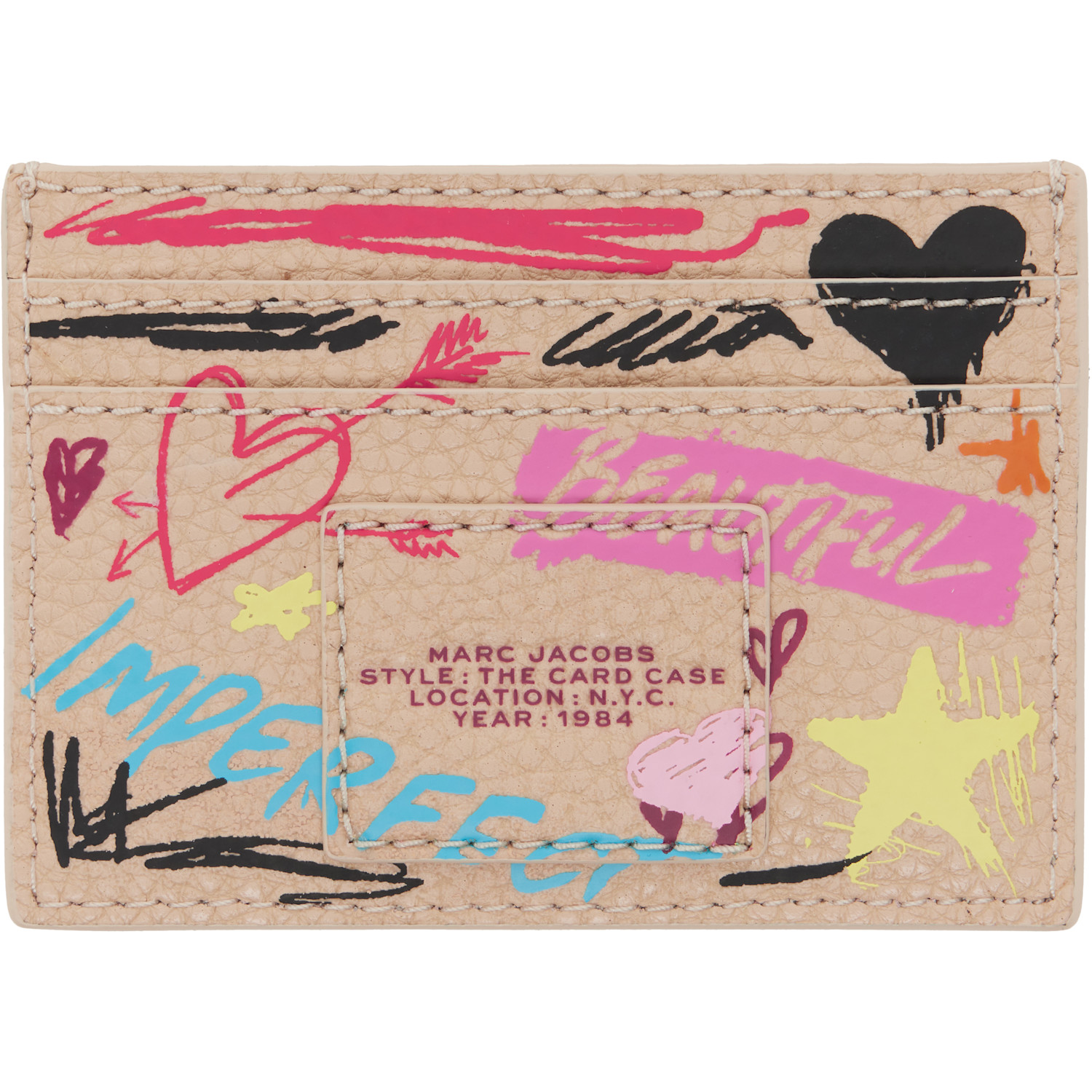  Marc Jacobs Beige 'the Punk Scribble' Card Holder 