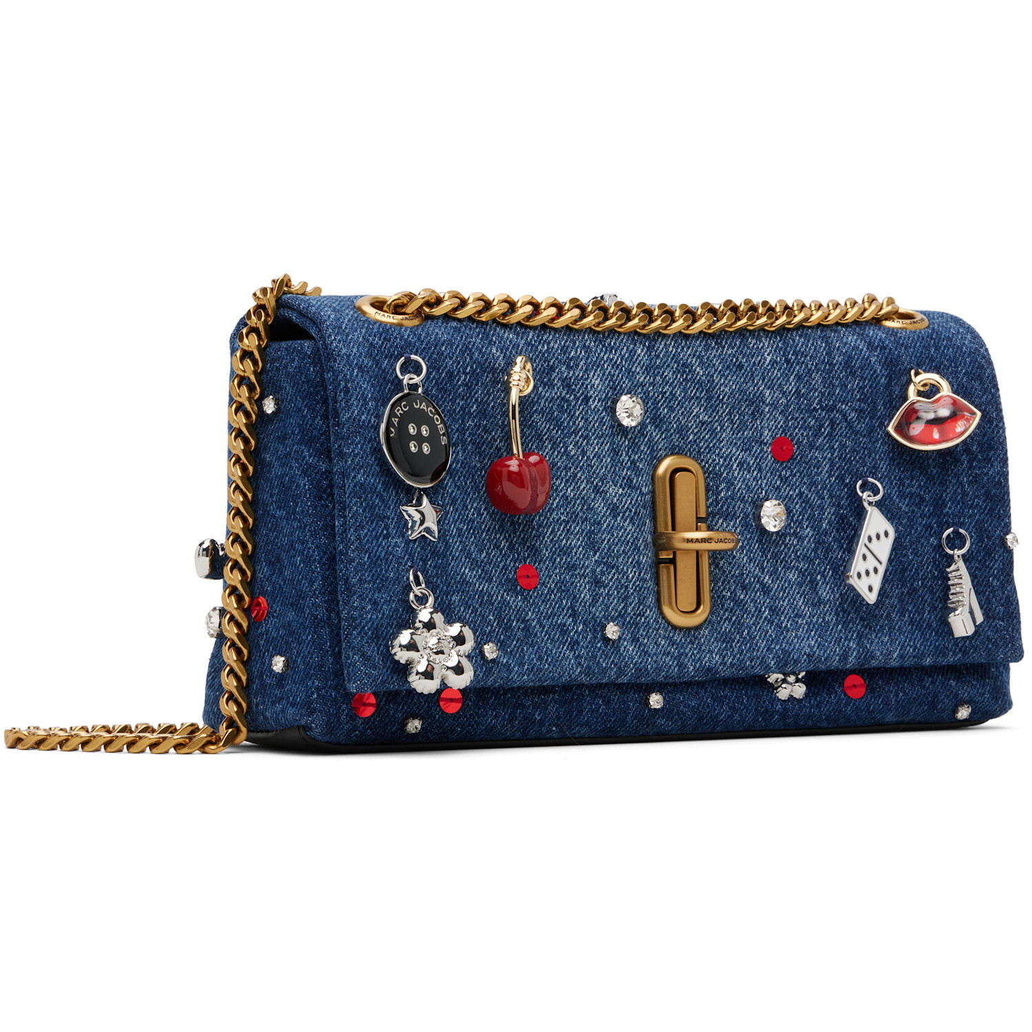  Marc Jacobs Blue 'the Trinket Charm Denim Dual Chain Mini' Bag 