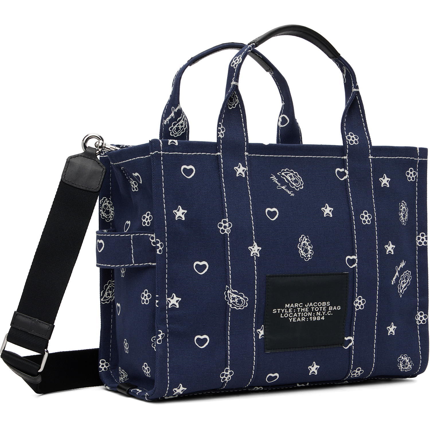  Marc Jacobs Navy 'the Bandana Canvas Medium' Tote 