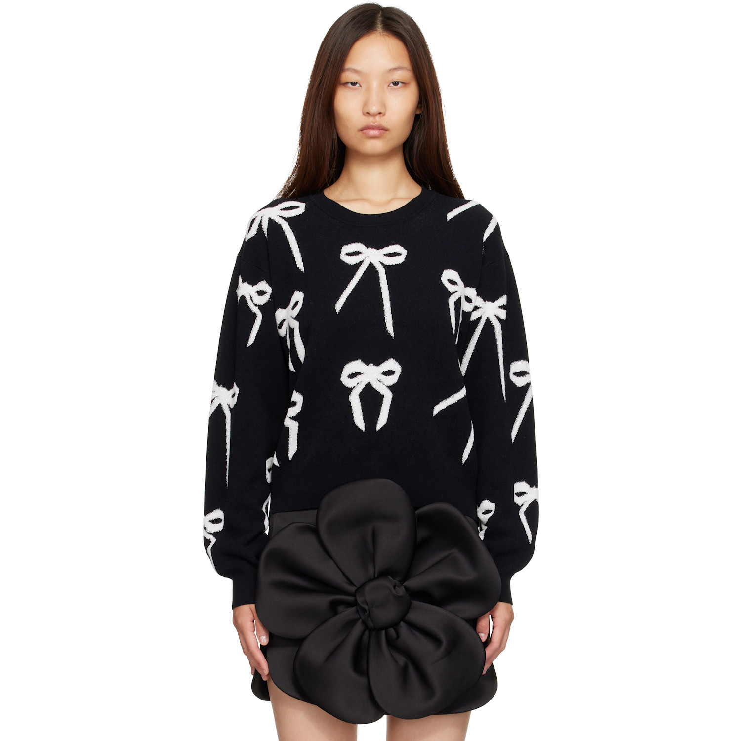 Marc Jacobs Black Bow Jacquard Sweater In Multi
