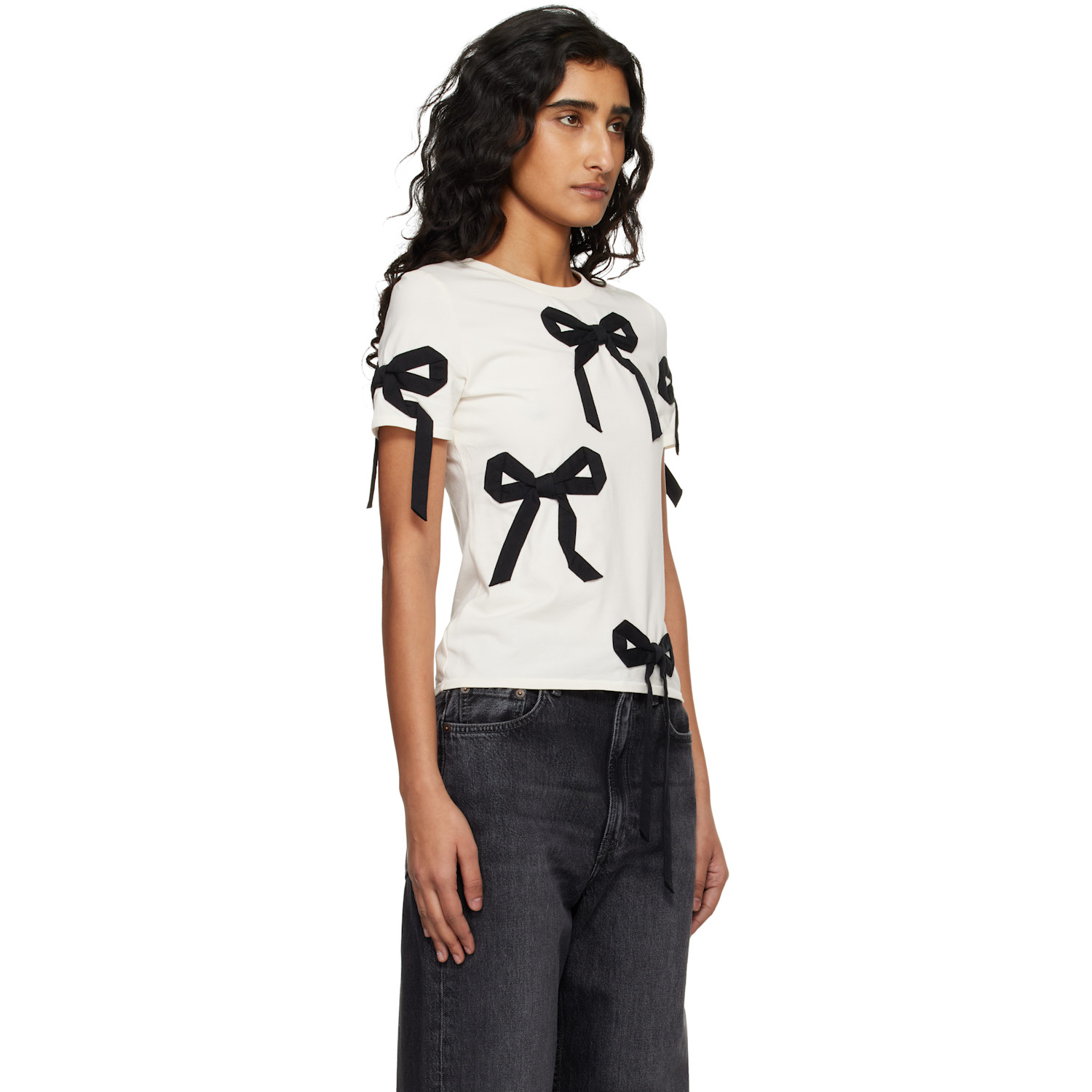  Marc Jacobs Off-white Bow Shrunken T-shirt 
