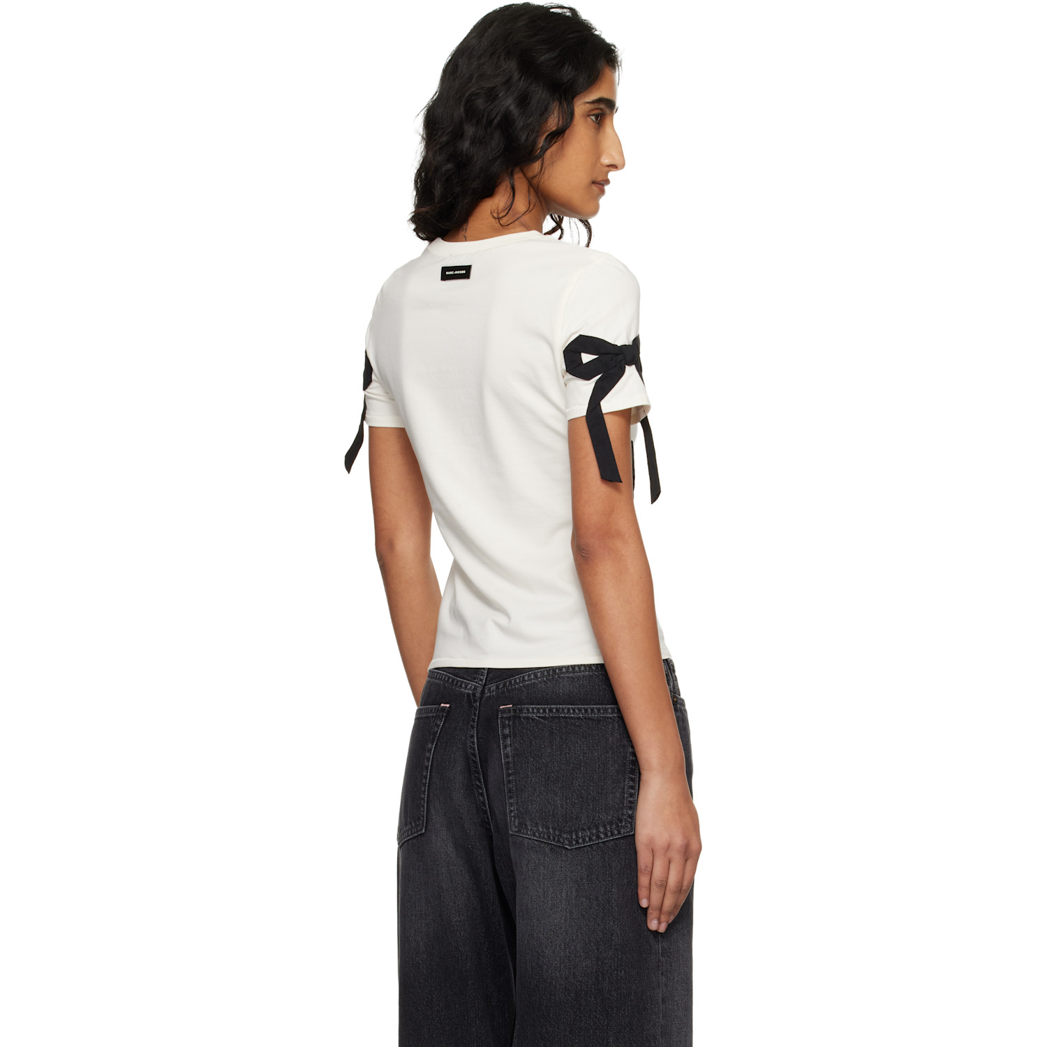  Marc Jacobs Off-white Bow Shrunken T-shirt 